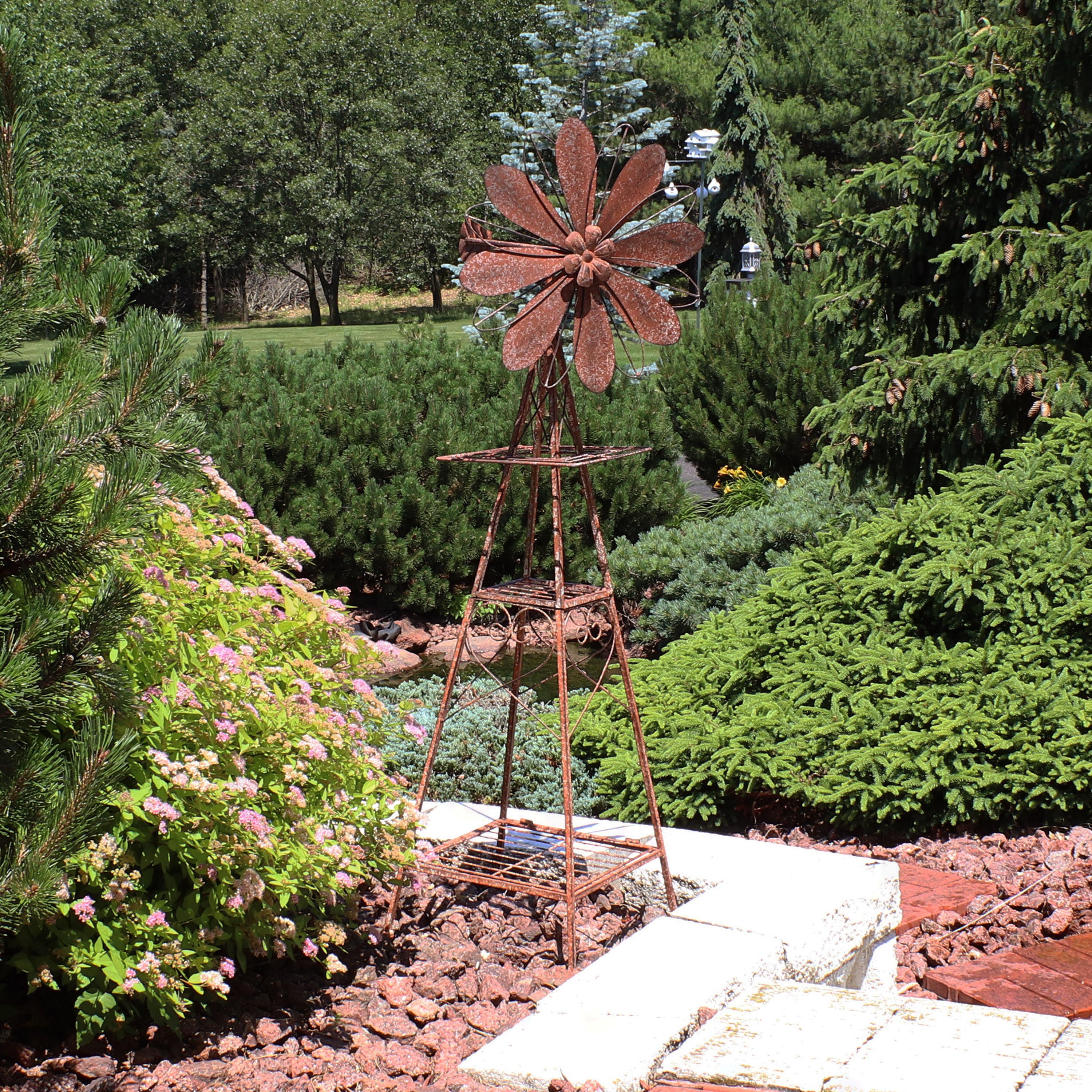 Rustic Metal Windmill Garden Statue - 51
