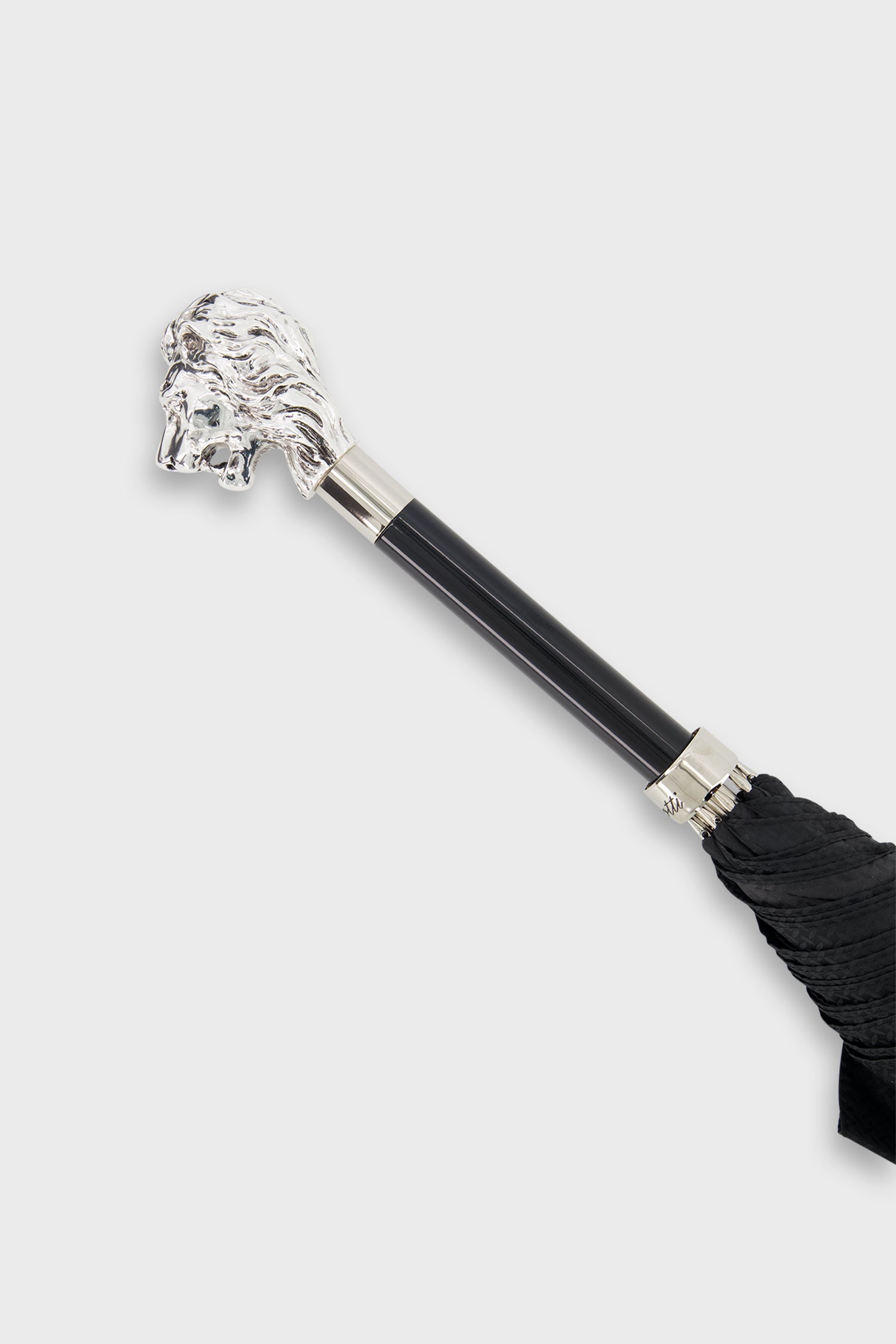 Pasotti Premium Black and Silver Lion Handle Umbrella - Stylish Rain Protection for Men & Women - Perfect for Outdoor Events, Weddings, and Fashion Statements