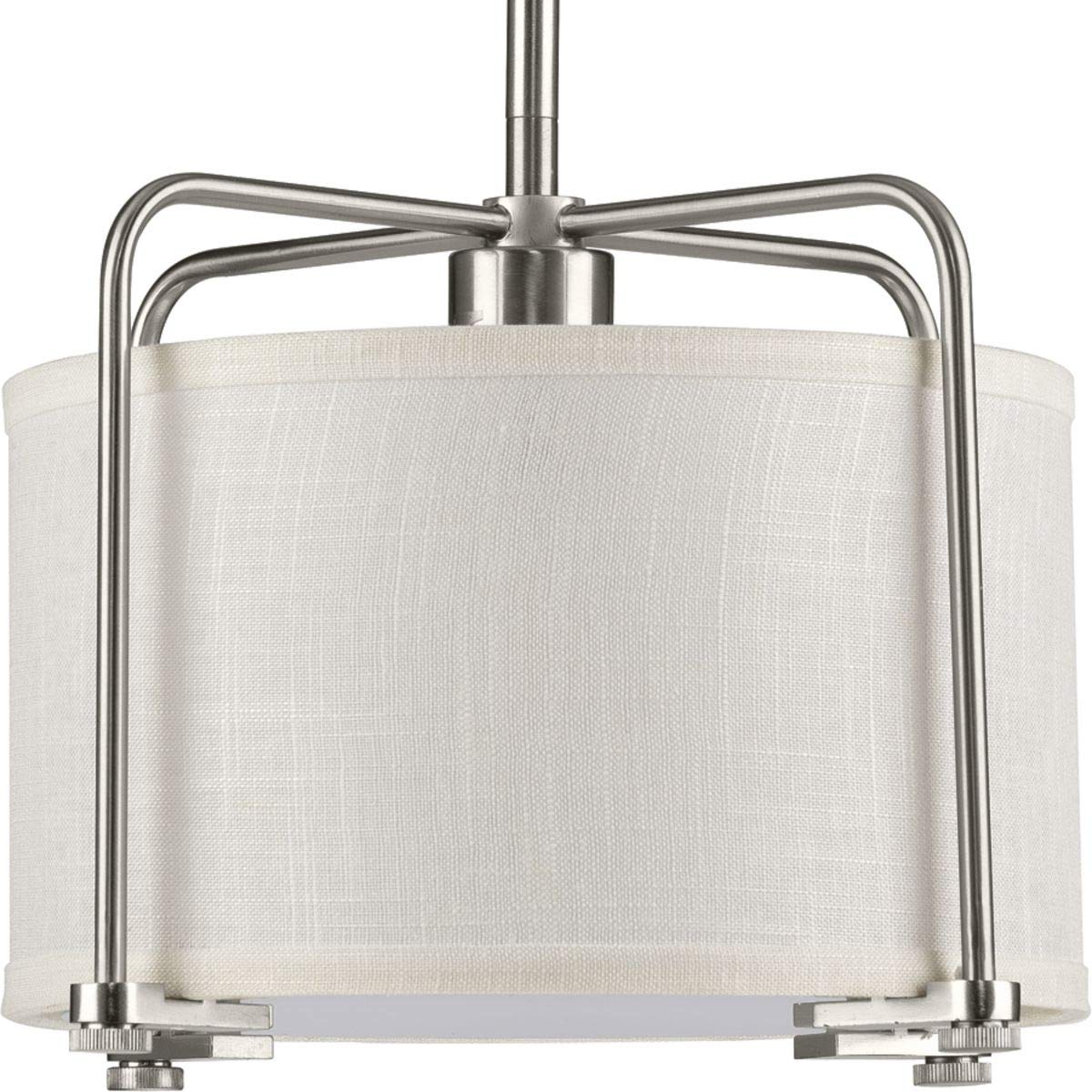 Marche Collection 4-Light Polished Nickel Grey Mylar Shade Luxe Pendant Light - Modern Dining Room Chandelier for Kitchen Island, Bedroom & Living Room Lighting