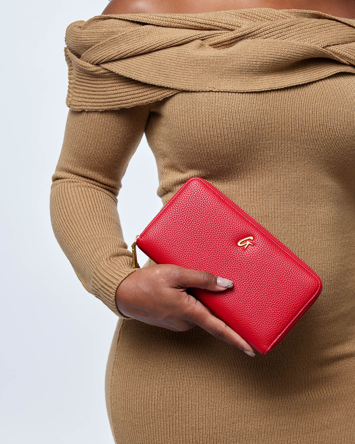 JUMBO PEBBLE WALLET - Large Capacity RFID Blocking Leather Wallet for Men & Women (Red) - Perfect for Travel, Shopping & Everyday Use