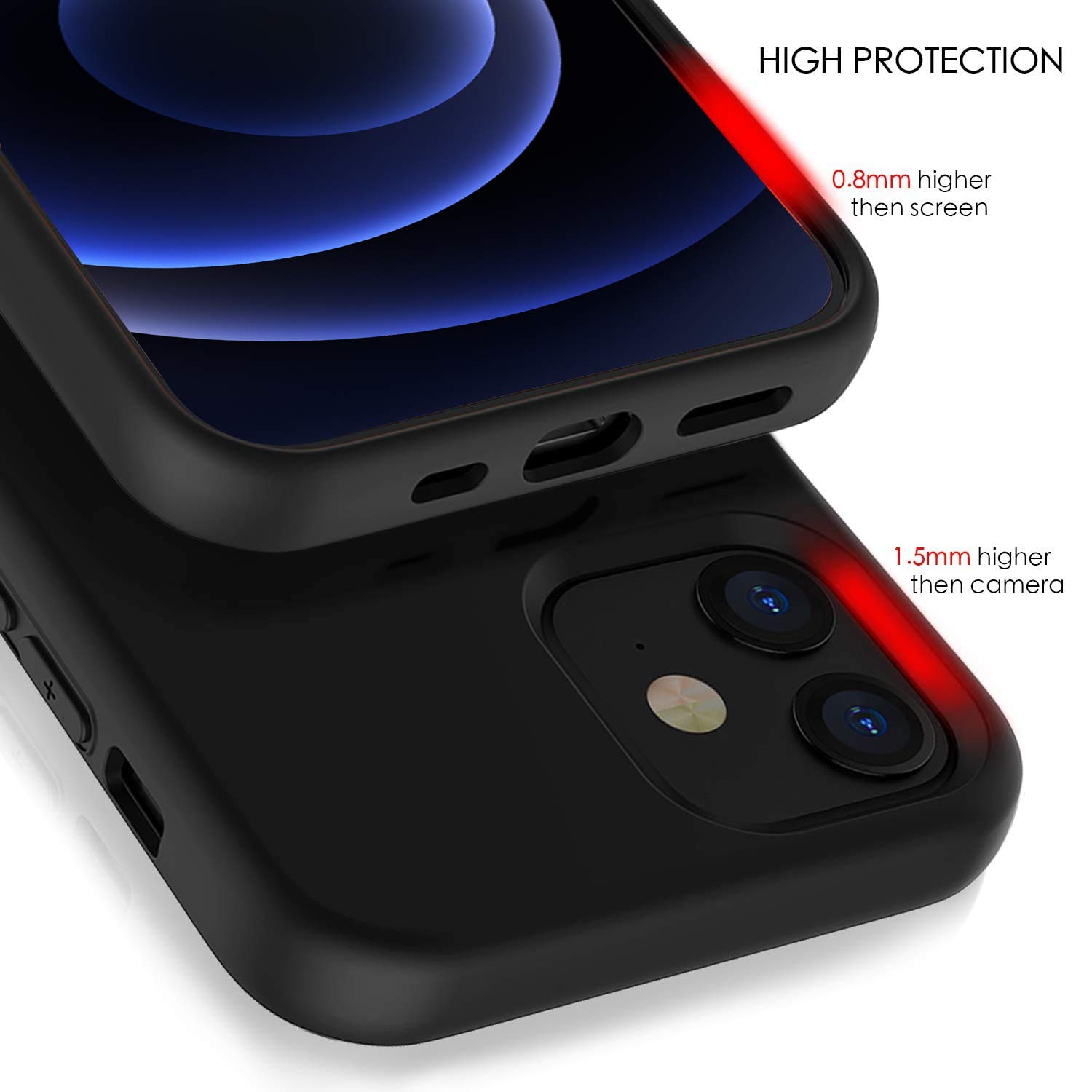ZUSLAB Liquid Silicone Case for iPhone 12 Mini (2020) - Shockproof Soft Full Protection Cover, Ultra Thin Nano Design - Black | Perfect for Everyday Use, Travel & Outdoor Activities