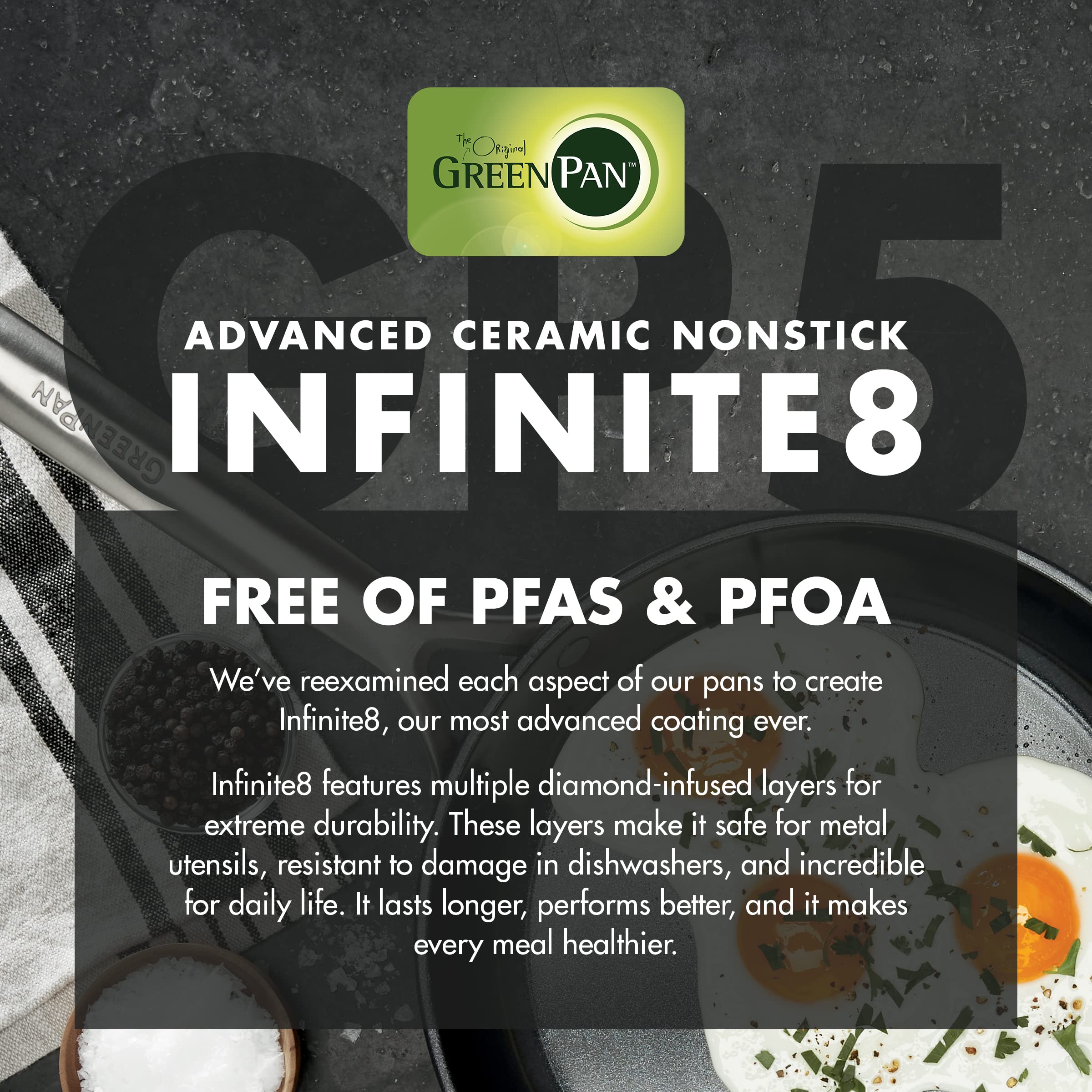 GreenPan GP5 8QT Hard Anodized Stock Pot with Ceramic Nonstick Coating - PFAS-Free, Induction Compatible, Dishwasher & Oven Safe (Black) - Perfect for Healthy Cooking, Soups, Stews & Pasta Dishes