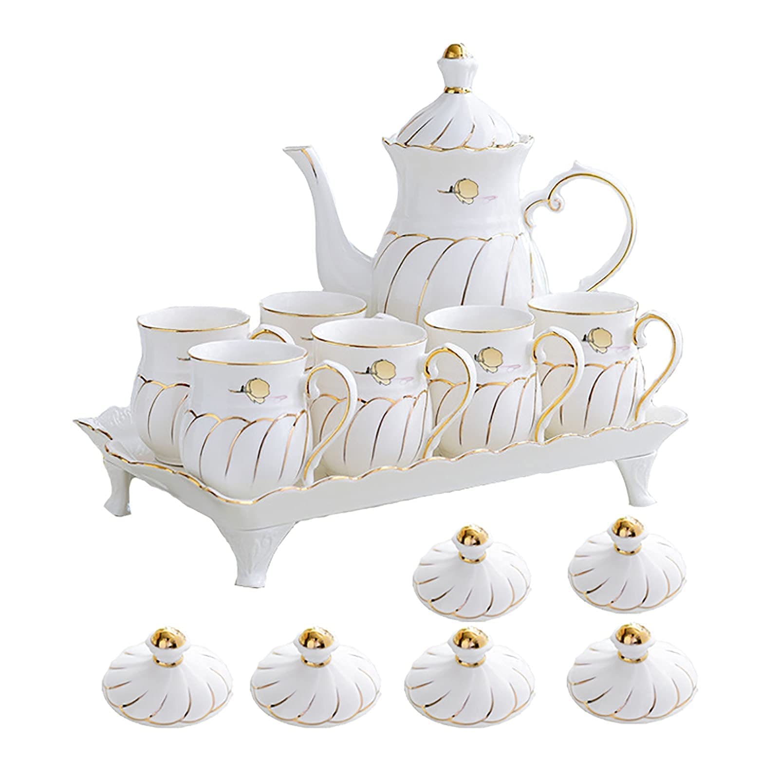 14-Piece European Style Porcelain Tea Set with Teapot, Coffee Cups & Built-in Filters - Elegant Asian-Inspired Tea Ceremony Set for Tea Lovers, Perfect Gift for Women & Men (Color B) - Ideal for Afternoon Tea, Home Decor & Thoughtful Gifting