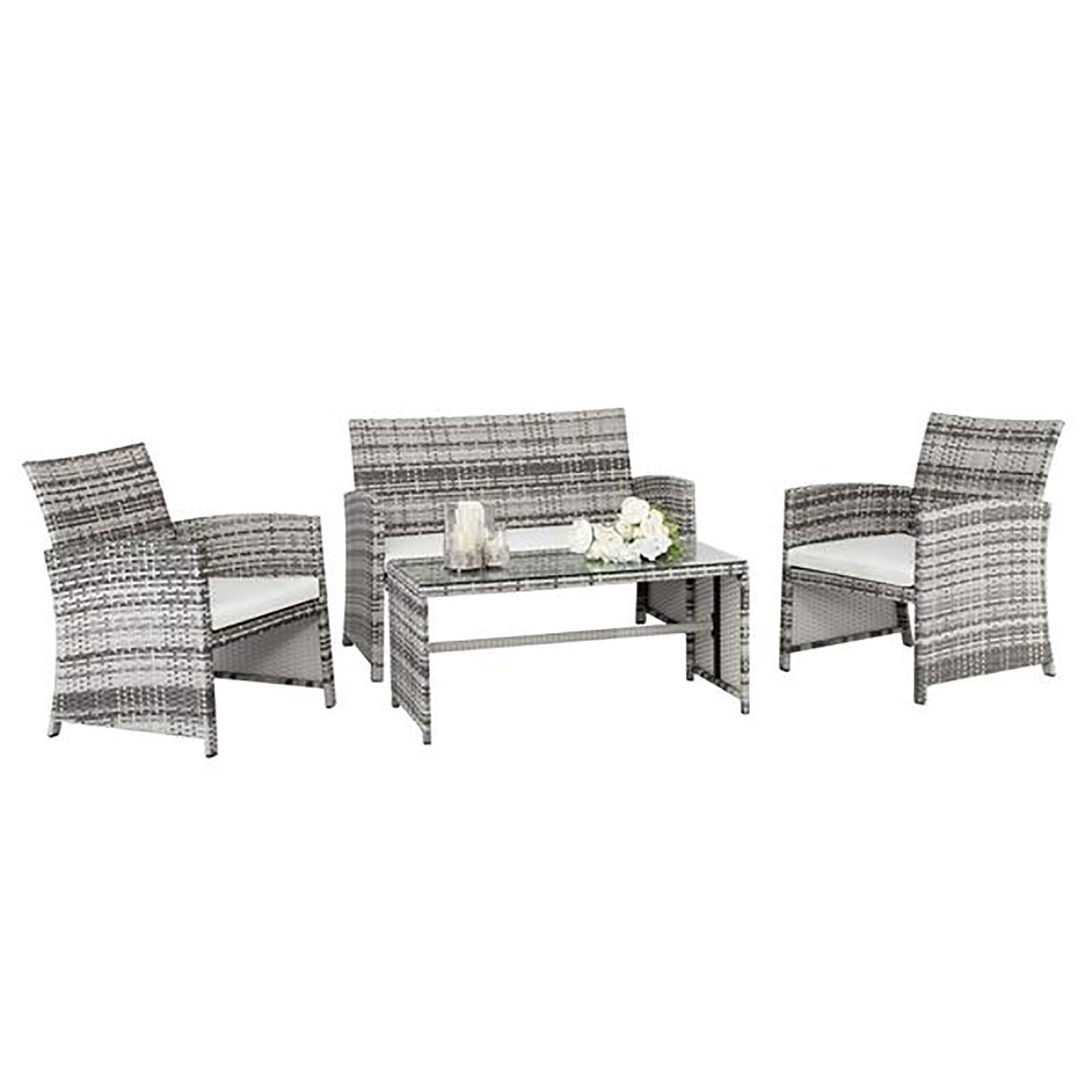 4-Piece Outdoor Patio Furniture Set - Rattan Wicker Chairs for Backyard, Porch, Garden, Poolside & Balcony - Indoor/Outdoor Use - Gray (Perfect for Relaxing, Entertaining & Lounging)