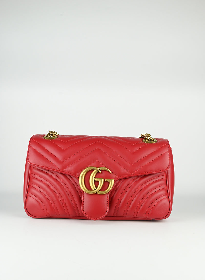 Gucci Marmont Small Leather Shoulder Bag in Red - Elegant Crossbody Purse for Women, Perfect for Date Night & Evening Events