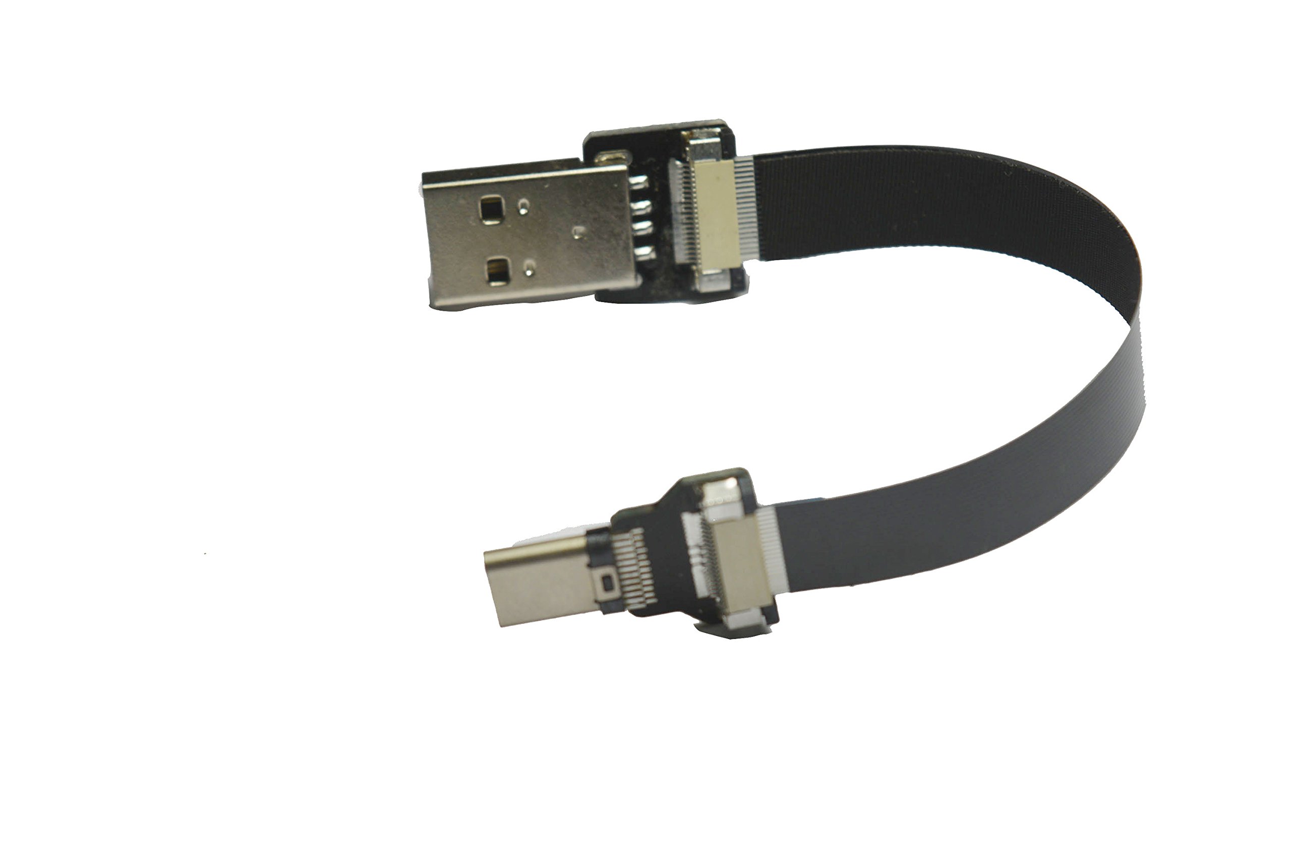 Flat Slim Thin Ribbon FPC USB Type C to USB A Cable (5CM) - Short Sync & Charging Cable for Phones, Tablets, Laptops - Perfect for Travel, Office & Home Use