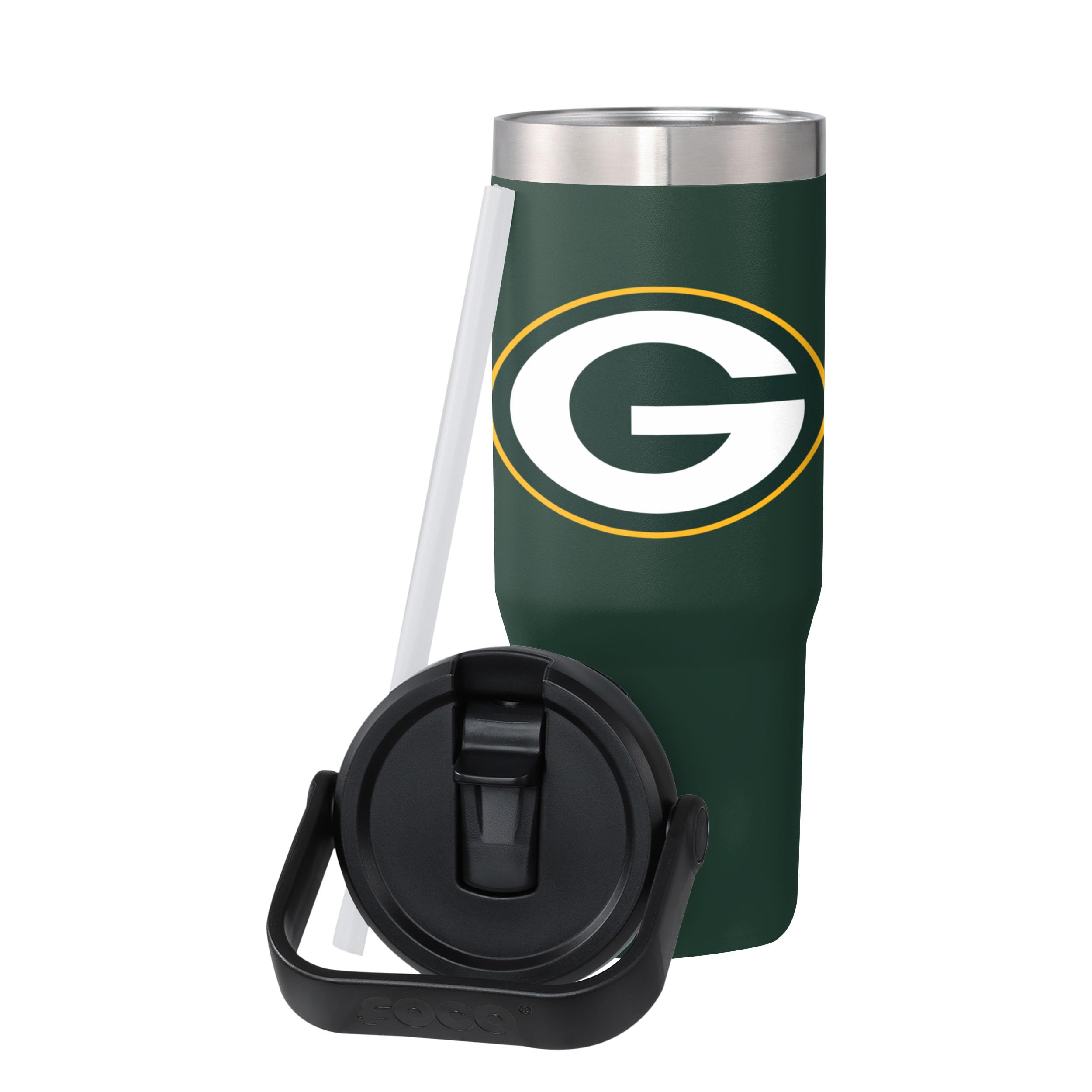 FOCO NFL Team Logo Insulated Travel Mug 30oz with Straw - Stainless Steel Tumbler for Hot & Cold Drinks - Perfect for Football Games, Office Commute & Outdoor Activities