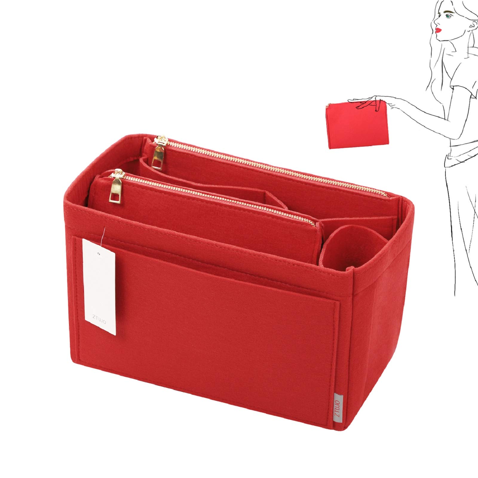 ZTUJO Felt Purse Organizer Insert for Louis Vuitton Speedy, Neverfull, Graceful & Tote Bags - Handbag Shaper & Storage Solution for Daily Use, Travel & Work