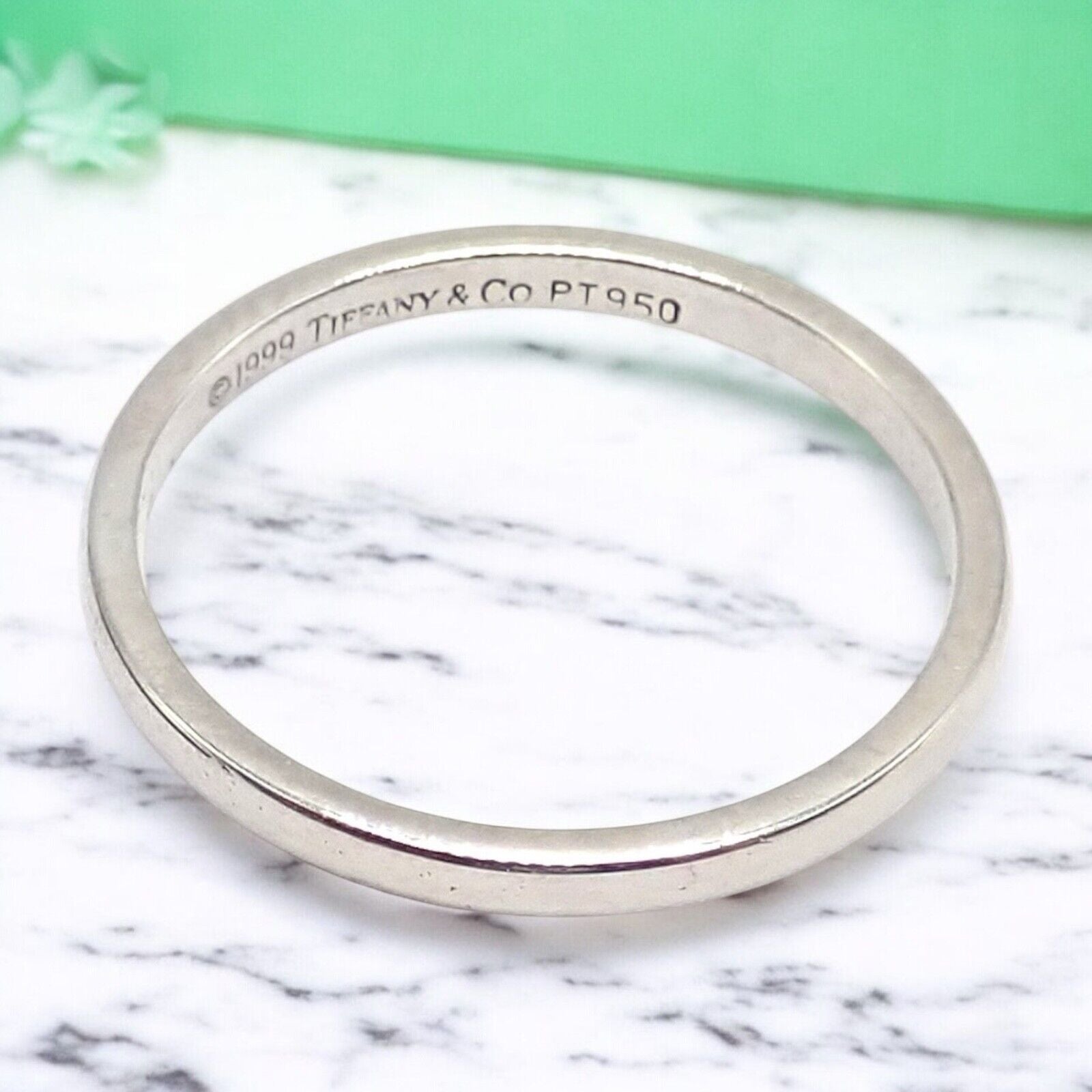 Tiffany & Co Platinum 2mm Stackable Band Ring Size 5.5 - Elegant Wedding, Anniversary or Everyday Jewelry Gift for Women