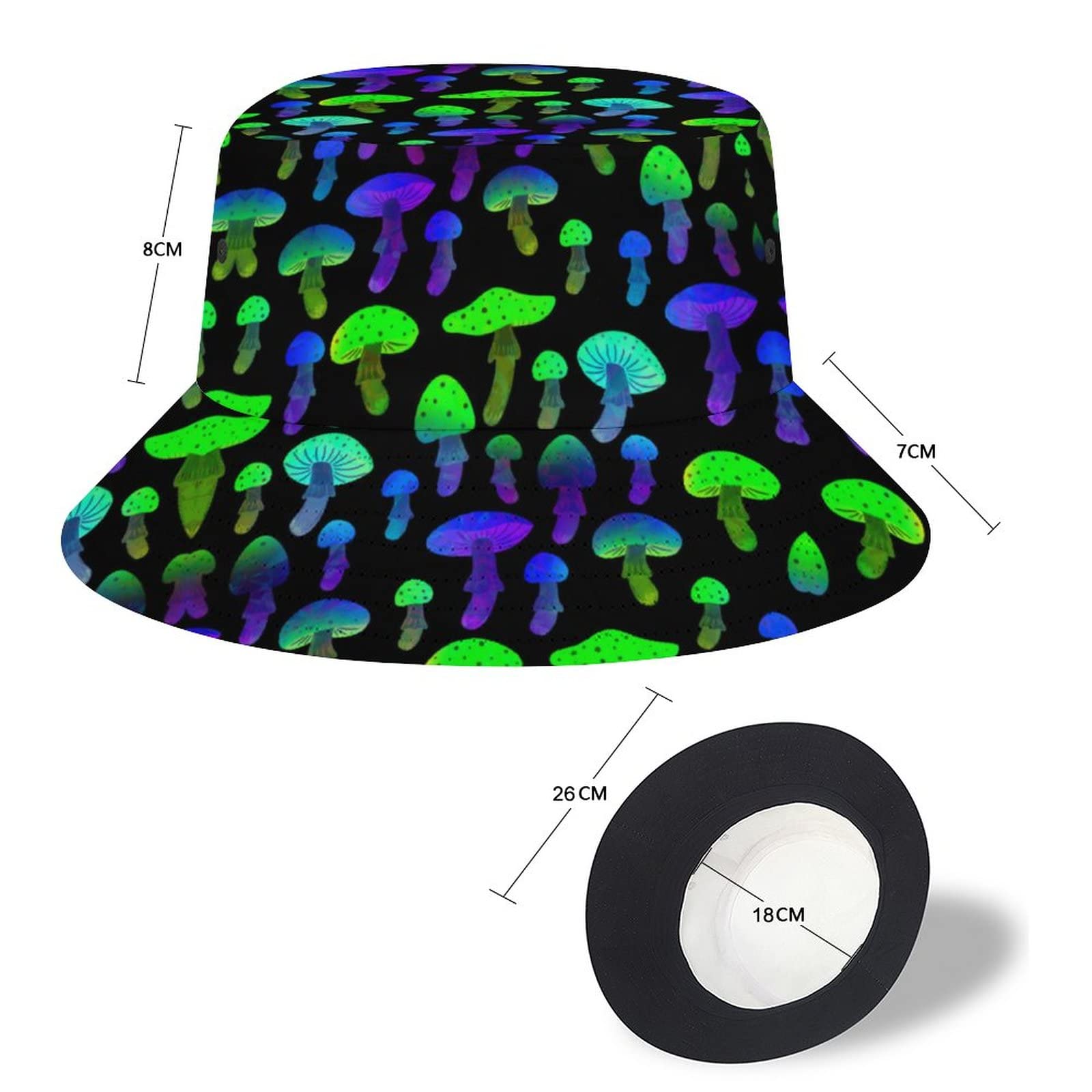 Stylish Unisex Mushroom Bucket Hat - Foldable Fisherman Sun Hat for Women & Men - Perfect for Beach, Travel, Outdoor & Music Festivals