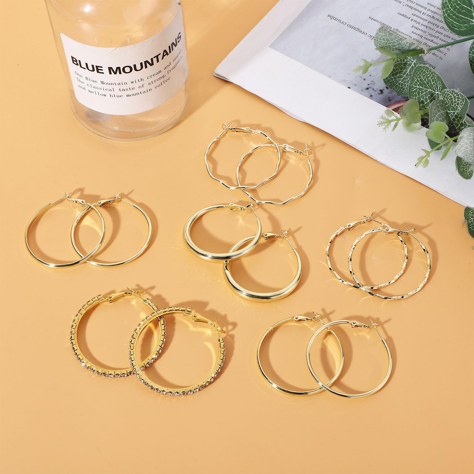 NEWITIN 6 Pairs Turquoise Hoop Earrings for Women - Hypoallergenic Bohemian Oval Statement Ethnic Western Jewelry - Perfect for Boho Fashion, Western Outfits & Special Occasions