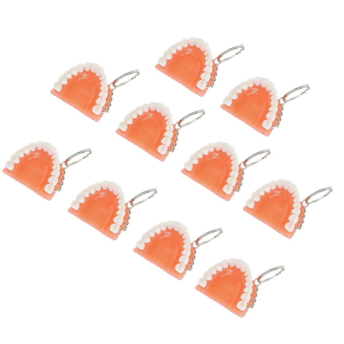 PRETYZOOM 10 Pcs Tooth Resin Keychains, False Tooth Shaped Key Rings, Unique and Fun Accessories