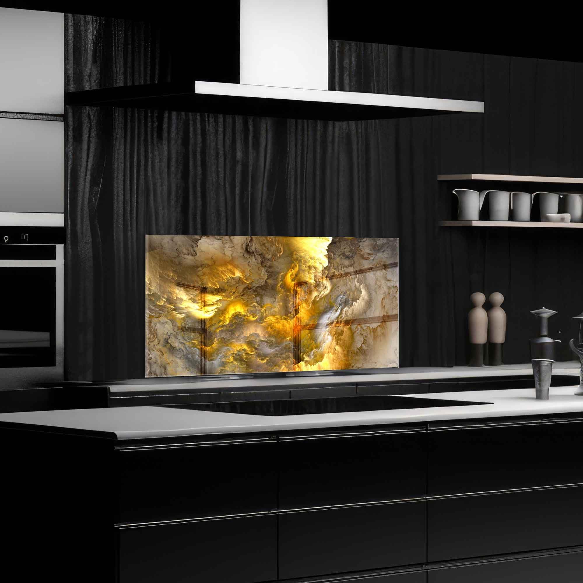 Tempered Glass Kitchen Backsplash - 30x20 Inch Stove Splash Guard, Heat Resistant Splashback Tile for Sink & Countertop - Easy to Clean Wall Decor for Modern Home Kitchen Protection