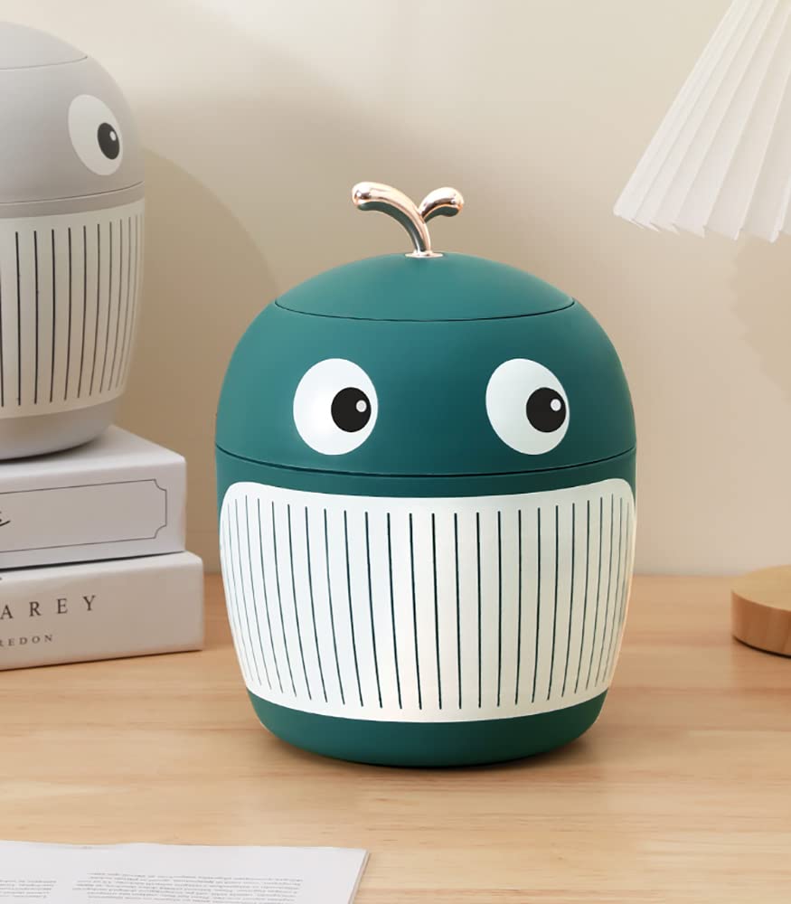 Mini Desktop Trash Can with Lid - Cute Whale Design Small Waste Basket, Portable Garbage Bin for Home, Office, Living Room, Coffee Table, Bathroom & Kitchen | Perfect for Desk Organization, Bedroom Decor & Household Cleaning