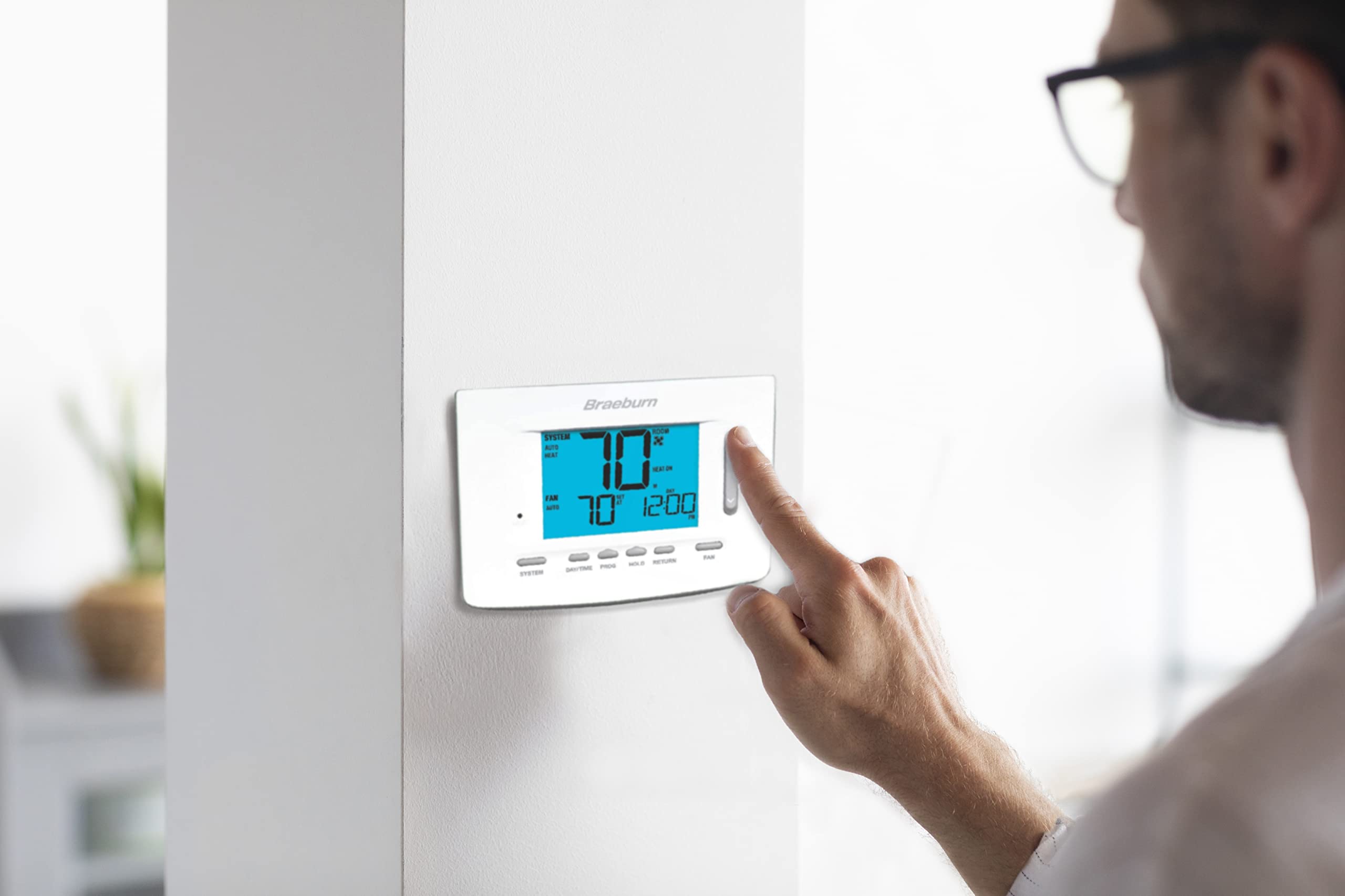 Braeburn 7500 Universal Wireless Programmable Thermostat - Smart Digital Thermostat for Home Heating & Cooling System with Control Module & Supply Air Sensor - Perfect for Smart Homes, Energy Saving & Temperature Control