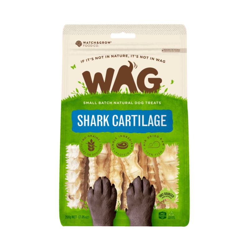 Premium WAG Shark Cartilage Air-Dried Dog Treats - 7oz (200g) | All-Natural Chews for Dental Health & Joint Support | Perfect for Training, Teething Pups & Senior Dogs