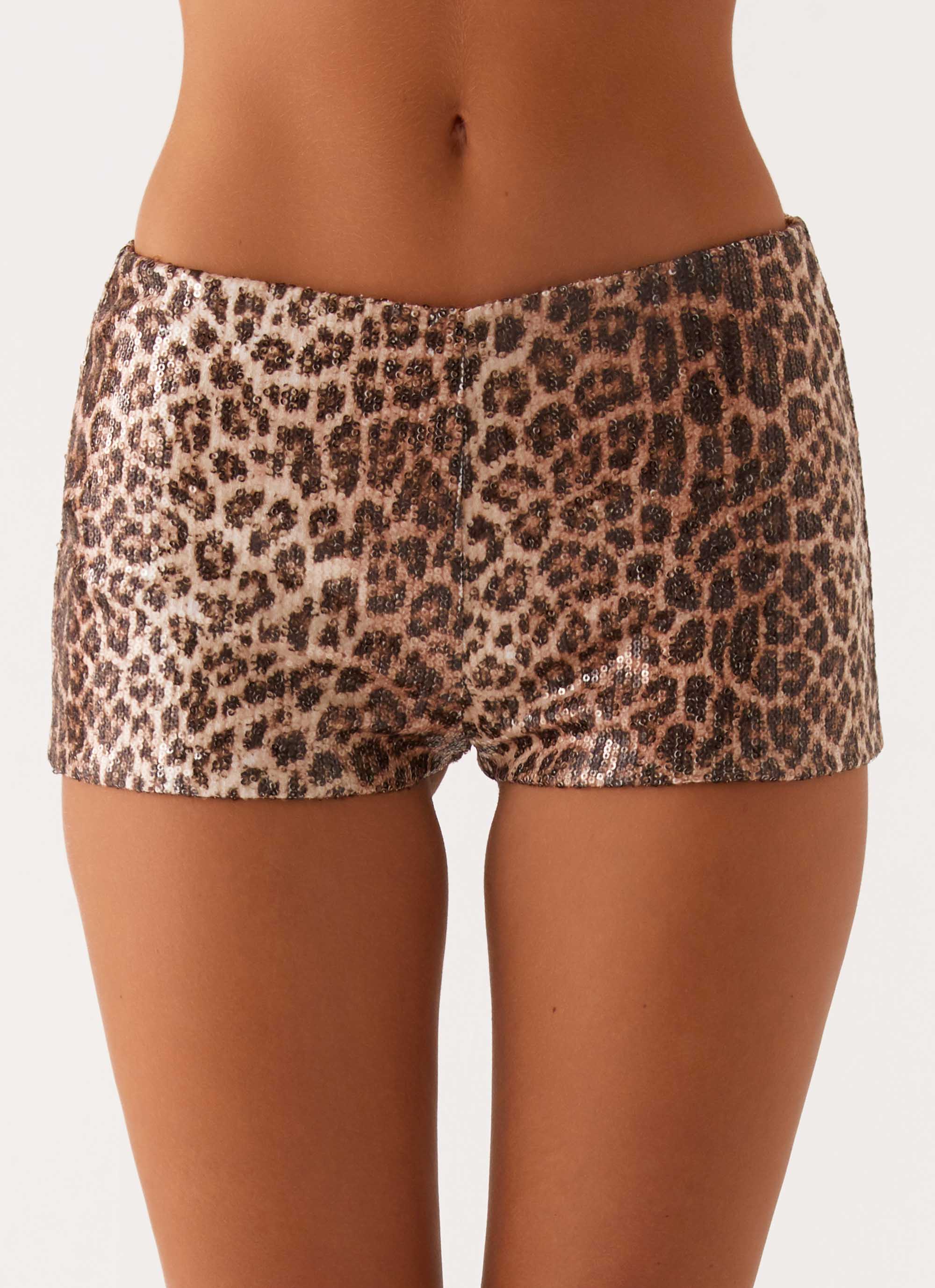 Feeling Fierce Sequin Shorts - Leopard Print High Waist Party Shorts for Women | Perfect for Nightclubs, Concerts & Festivals