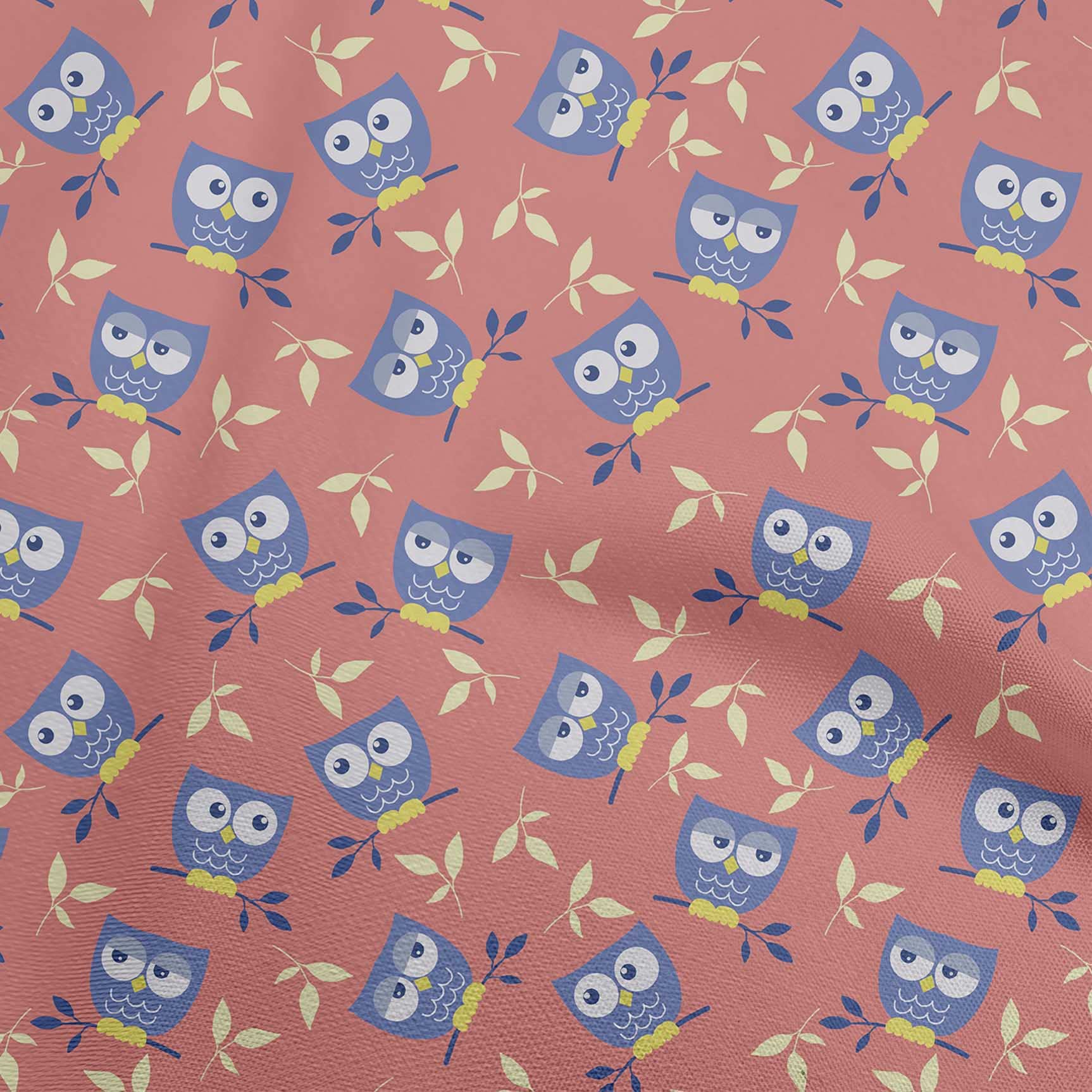 oneOone Soft Cotton Jersey Pink Owl Print Fabric by The Yard - 58 Inch Wide Premium Dress Material for DIY Fashion, Home Decor & Craft Projects