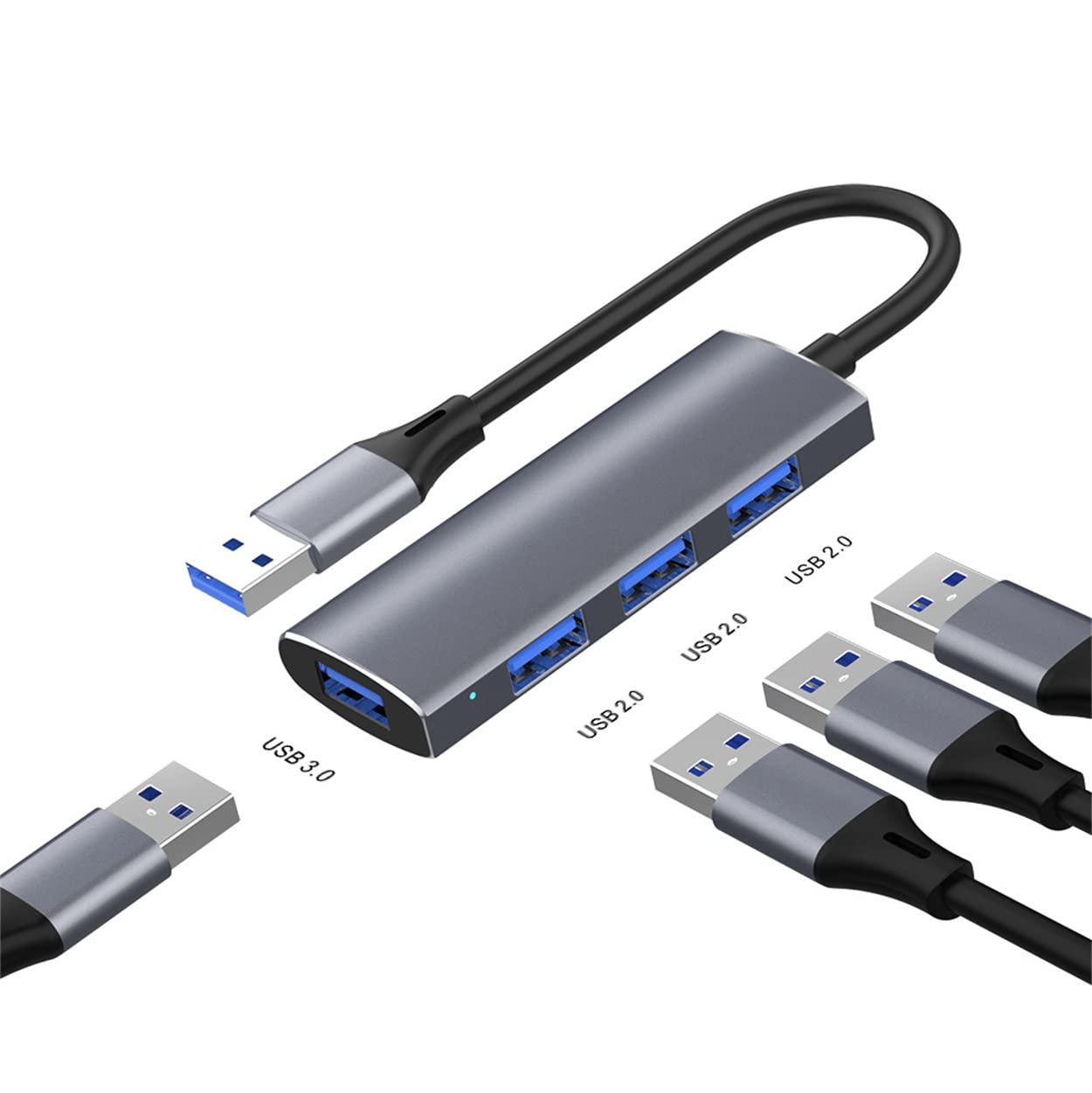 NAERSI® 4-Port USB 3.0 Hub - Ultra Slim Portable USB Splitter for MacBook, iMac, PC, Laptop, Flash Drive & External Hard Drive | Perfect for Home Office, Travel & Multi-Device Charging