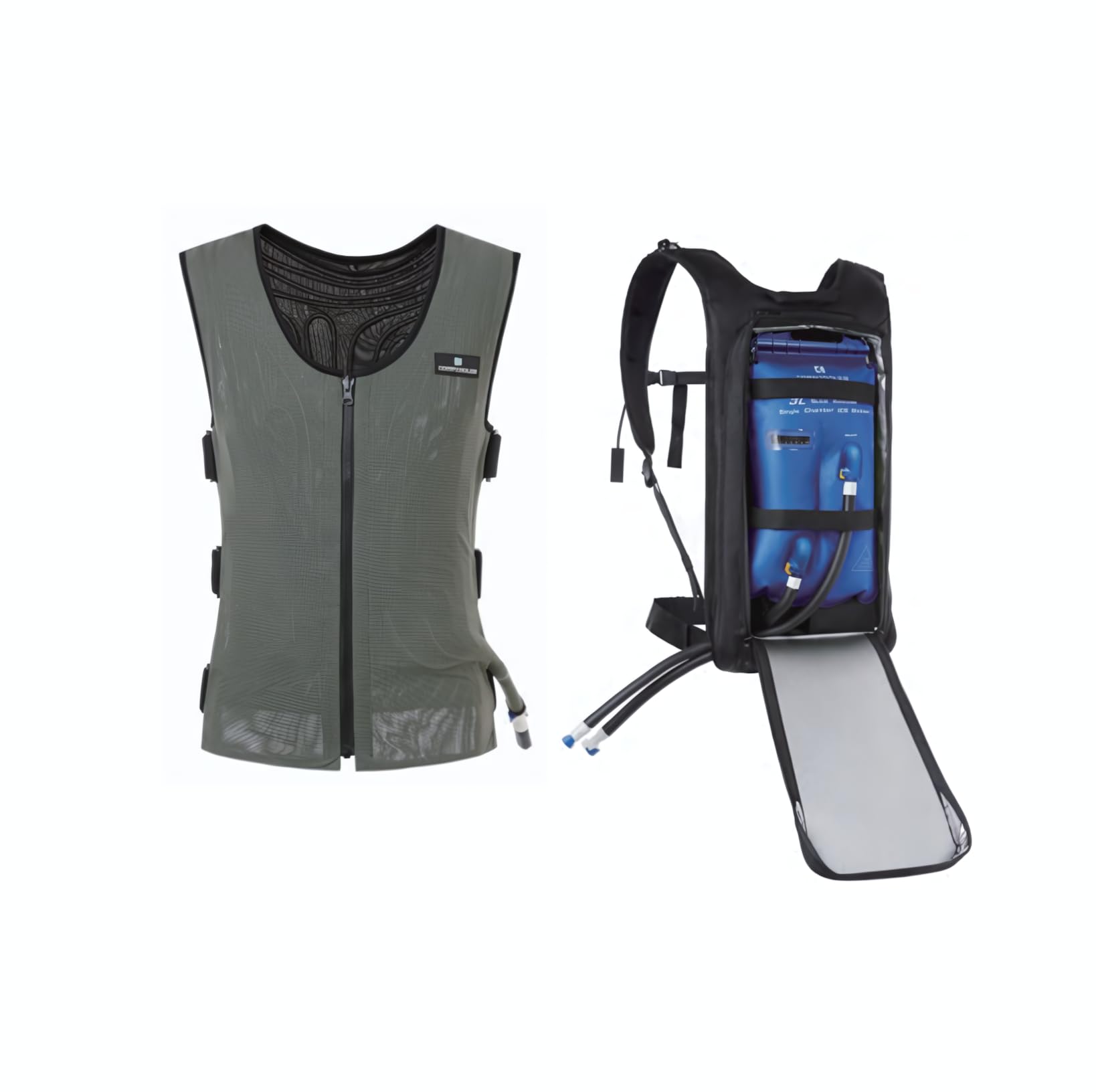 ICE Water Cooling Backpack with Mesh Cooling Vest 3.0 - Hydration Bladder Flow Control System for Outdoor Sports (Green) - Perfect for Hiking, Running & Cycling