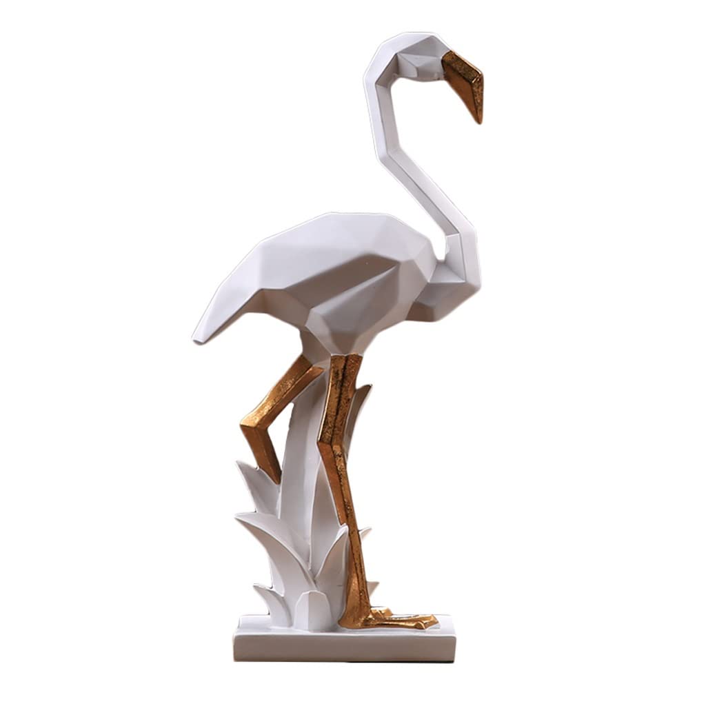 Stylish Resin Flamingo Statue - Geometric Animal Sculpture for Desktop, Home & Office Decor - Perfect for Living Room, TV Cabinet, and Tabletop Decoration | Gift Idea for Flamingo Lovers & Home Decor Enthusiasts