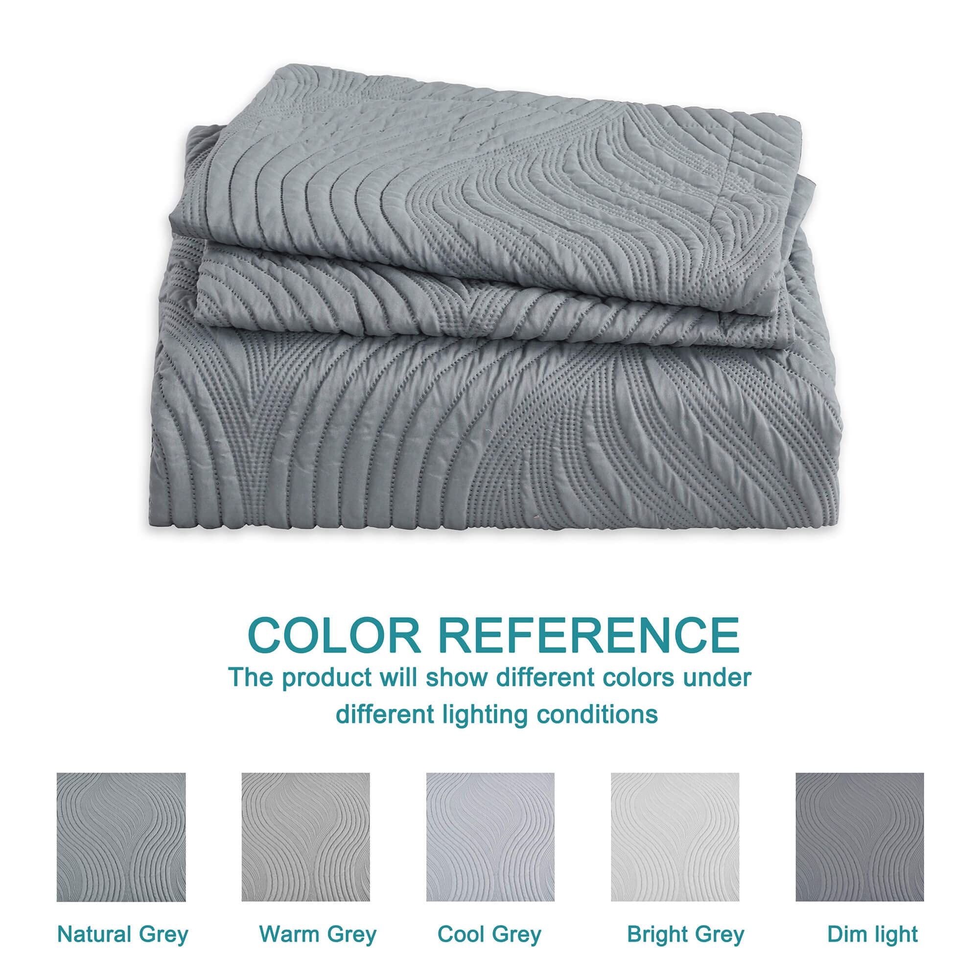 Lightweight Twin Size Gray Bedspread Quilt Set - 2 Piece All Season Bedding (1 Quilt + 1 Pillow Sham) for Cozy Bedroom Decor & Guest Room Essentials