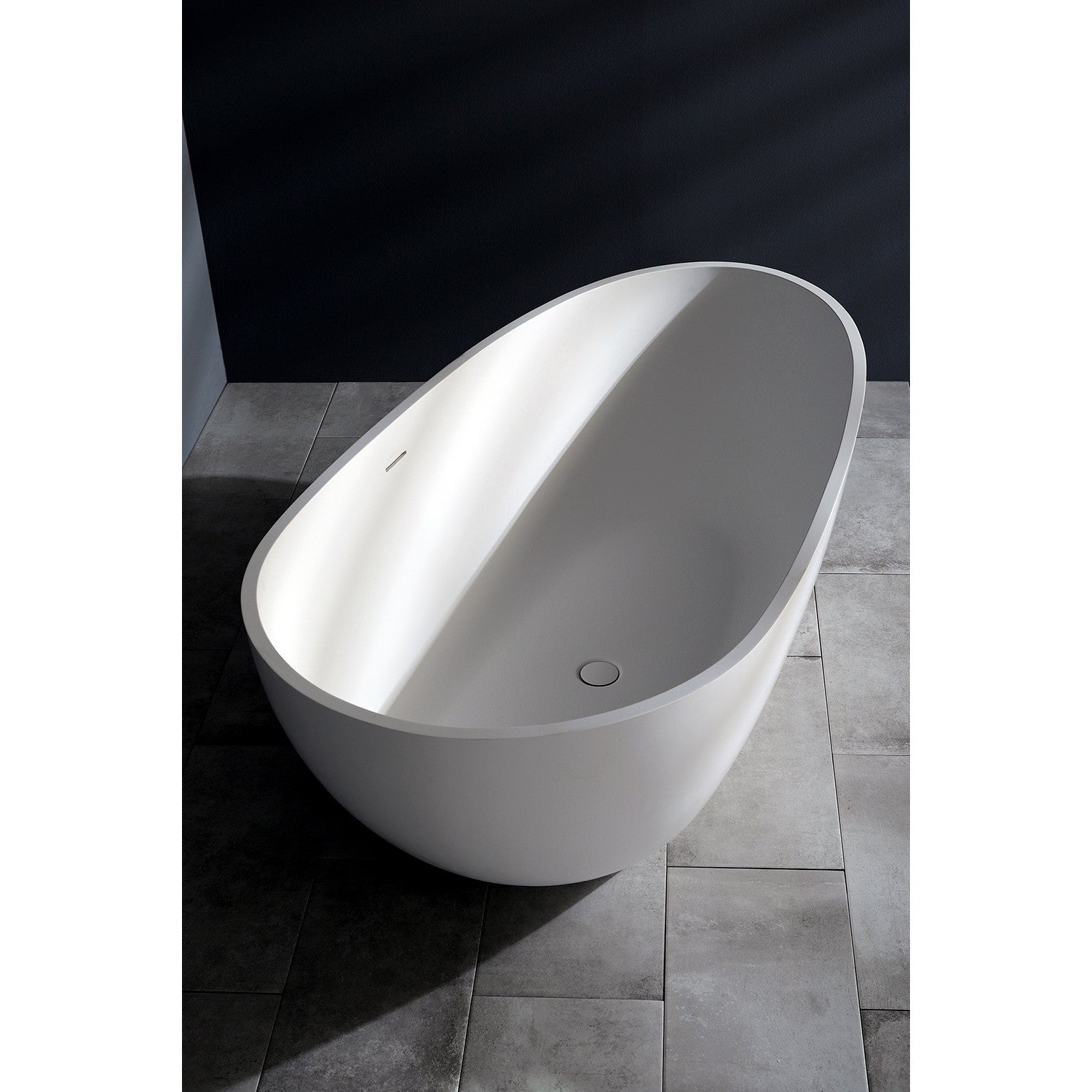 Arcticstone 67 Inch Freestanding Bathtub - Matte White Egg-Shaped Solid Surface Tub with Drain | Double Ended Soaking Tub for Luxury Bathroom & Spa Relaxation