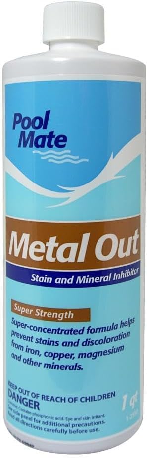 Pool Mate 1-2550-12 Metal & Stain Remover for Pools - 1 Quart (12-Pack) | Removes Rust & Scale | Perfect for Inground & Above Ground Pools, Spas & Hot Tubs