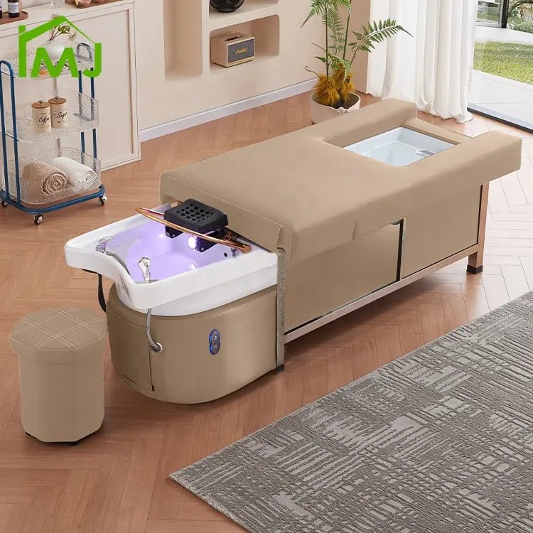 Premium Adjustable Thai Japanese Head Spa Sink Bed with Backrest - Professional Salon Shampoo Bowl for Relaxing Head Massage & Backwash - Perfect for Hair Salons, Spas & Home Use