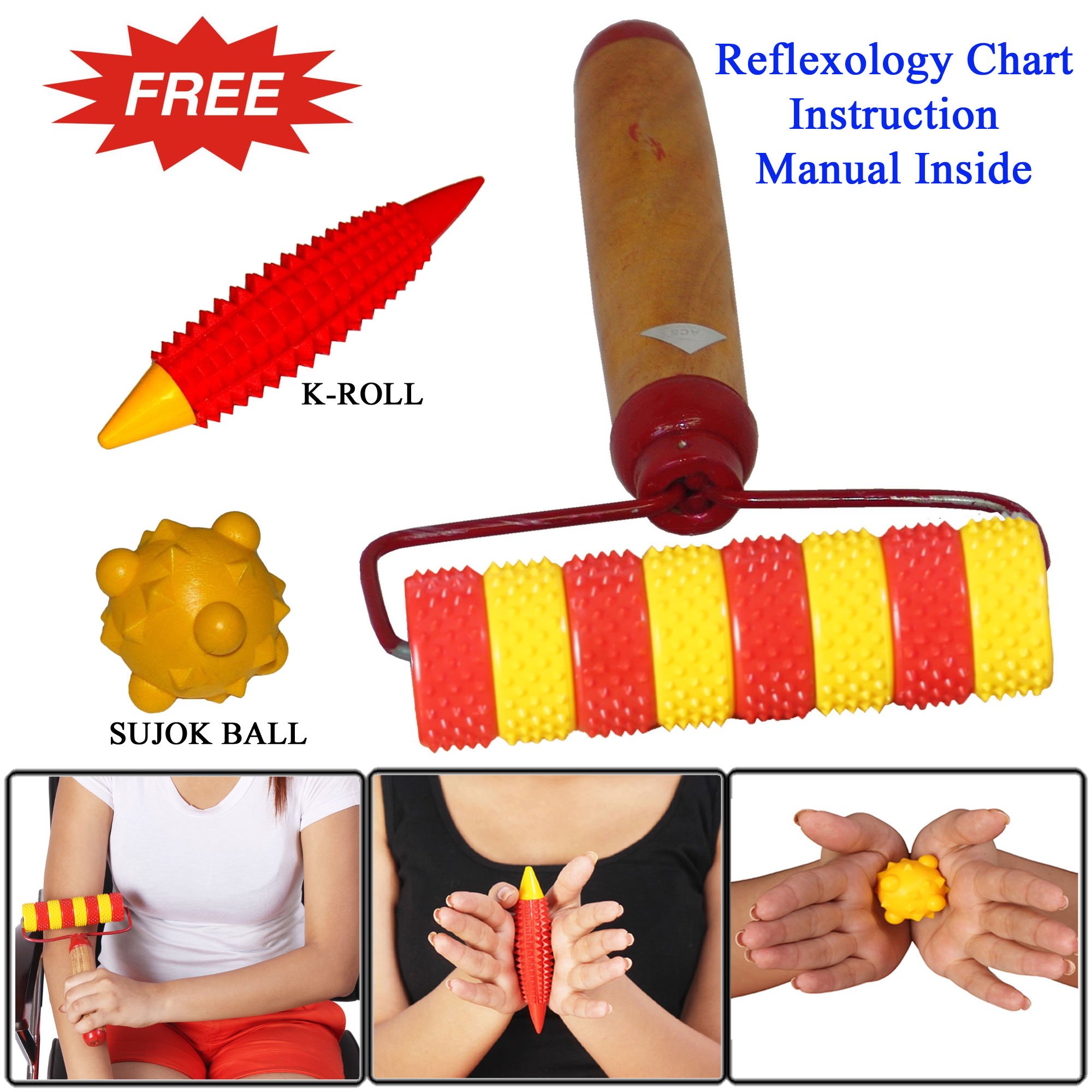 Acupressure Massage Roller for Neck, Back, Legs & Hands - Magnetic Therapy Pain Relief Tool for Muscle Relaxation - Perfect for Home, Office & Travel Use