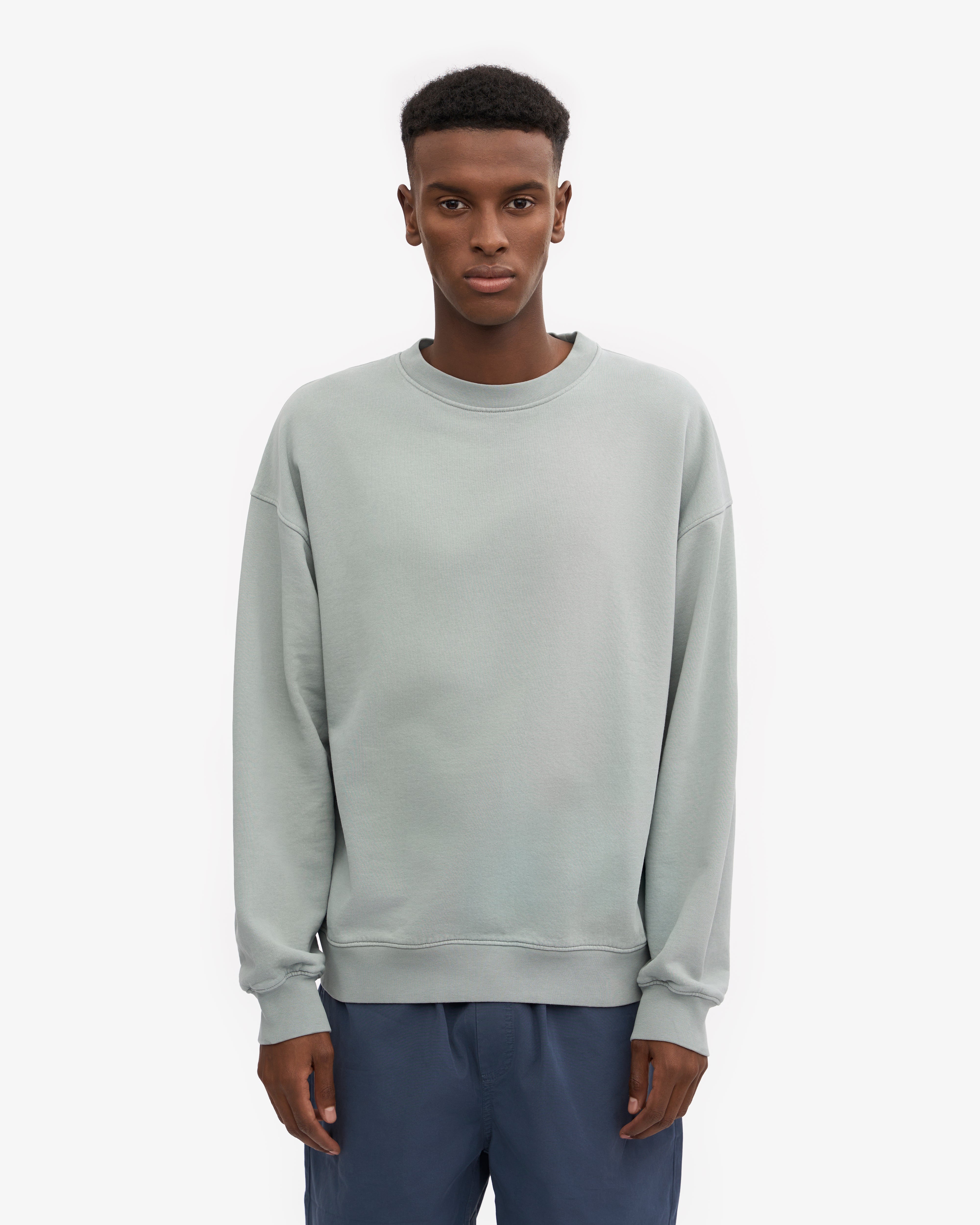 Organic Oversized Crewneck Sweatshirt for Women - Soft & Comfortable Steel Blue Pullover - Perfect for Casual Wear, Lounge & Street Style