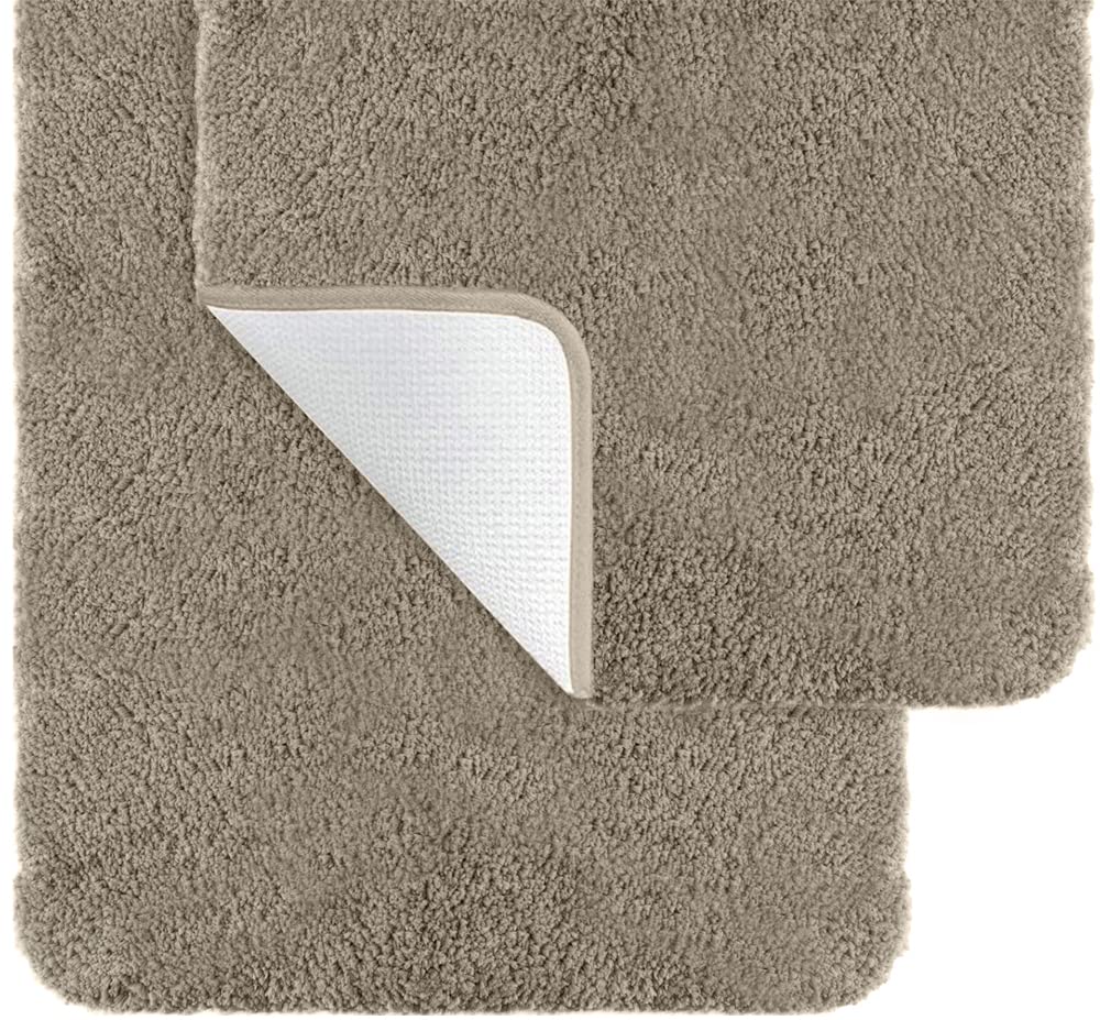 Premium Luxury Bath Rug Set of 2 - Ultra Soft & Thick Absorbent Microfiber Bathroom Mats - Quick Dry, Machine Washable - Non-Slip Shower & Tub Floor Rugs (24x36 Inches, Beige) - Perfect for Bathroom Safety & Comfort, Spa-Like Relaxation