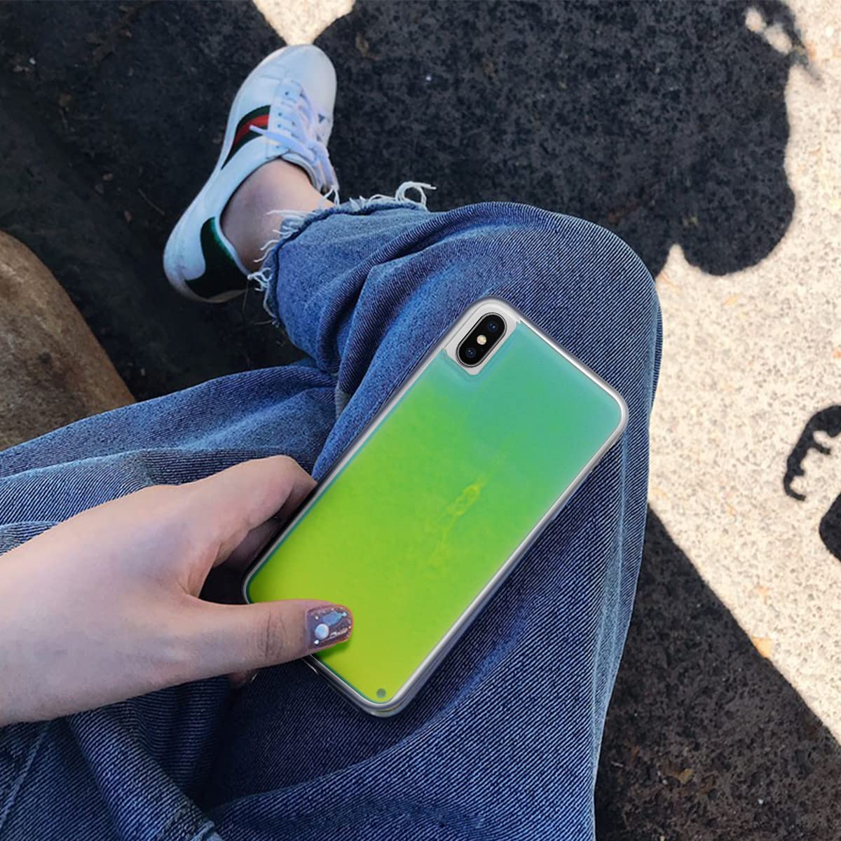 Glow in The Dark iPhone 7/8 Case - 4.7 Inch Fluorescent Phone Cover with Luminous Sand Design | Hard PC + Soft TPU Protection | Perfect for Nighttime Visibility & Party Use