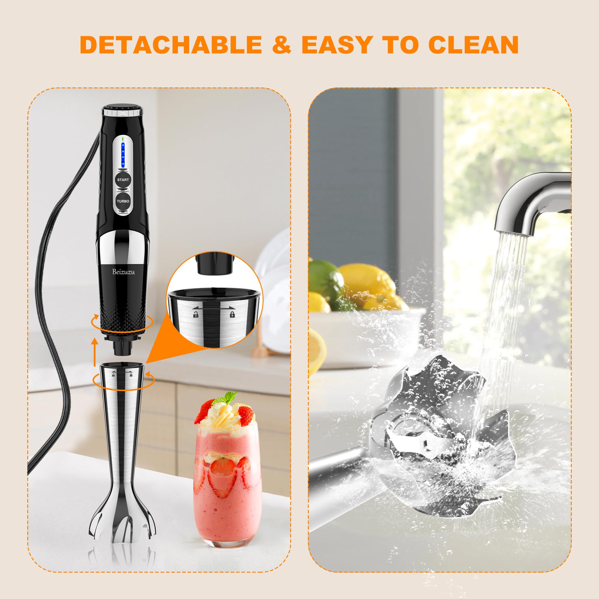 **3-Angle Adjustable Immersion Hand Blender - 21-Speed Variable Control, Powerful Electric Stick Blender for Milkshakes, Smoothies, Soup, Puree & Baby Food (Black) - Perfect for Home Kitchen, Cooking & Healthy Blending**