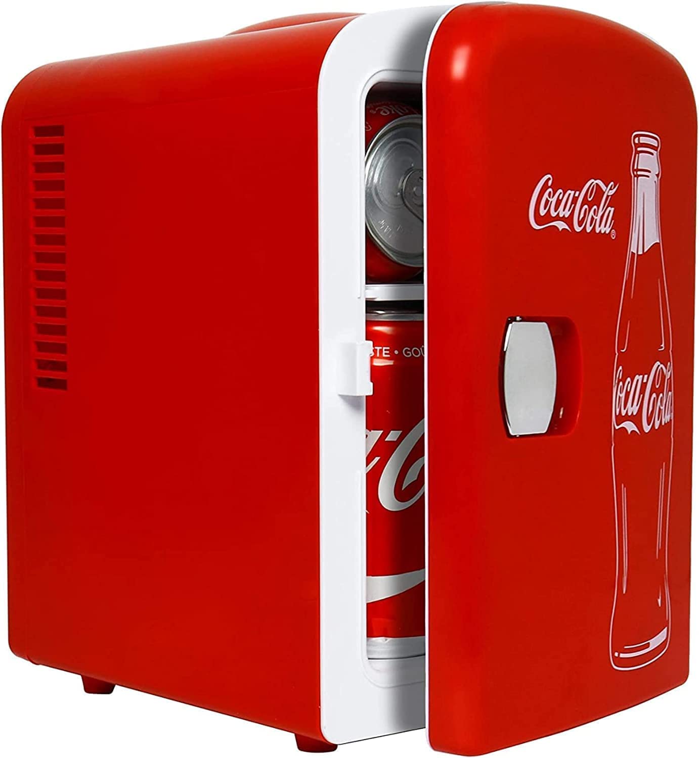 KOOLATRON Classic 6 Can Portable Thermoelectric Mini Fridge Cooler - 4L/4.2 Qt Capacity, 12V DC/110V AC, Red - Perfect for Home, Dorm, Car, Boat - Keep Beverages, Snacks, Skincare & Medication Fresh