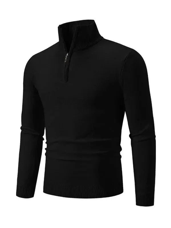Men's Zipper Turtleneck Pullover Sweater - Winter Warm Knit Jumper for Casual & Business Wear