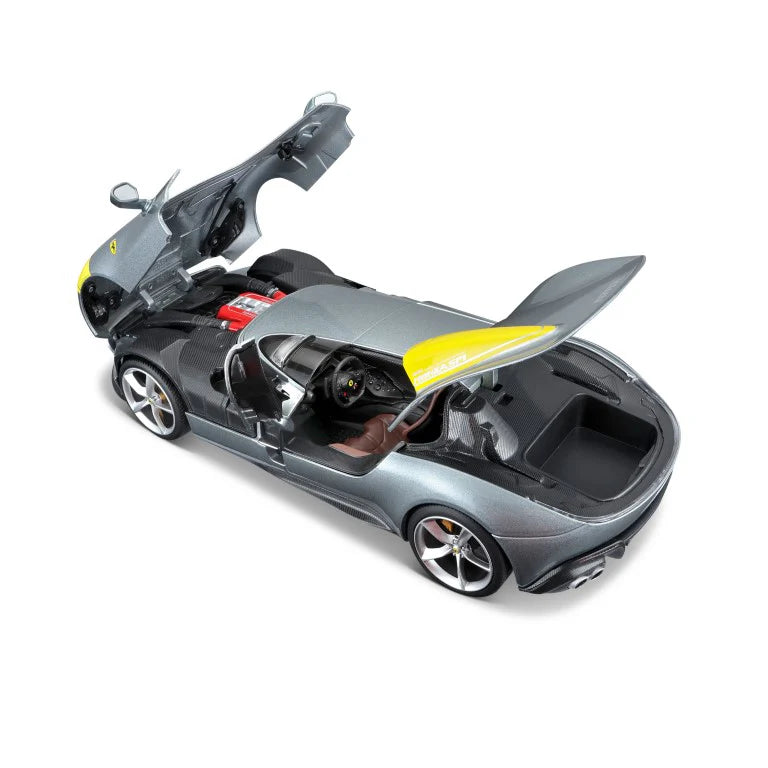Bburago 1:18 Scale Ferrari Monza SP1 Special Silver Die-Cast Model Car - Collectible Racing Toy for Display & Play - Perfect for Car Enthusiasts & Gift Giving