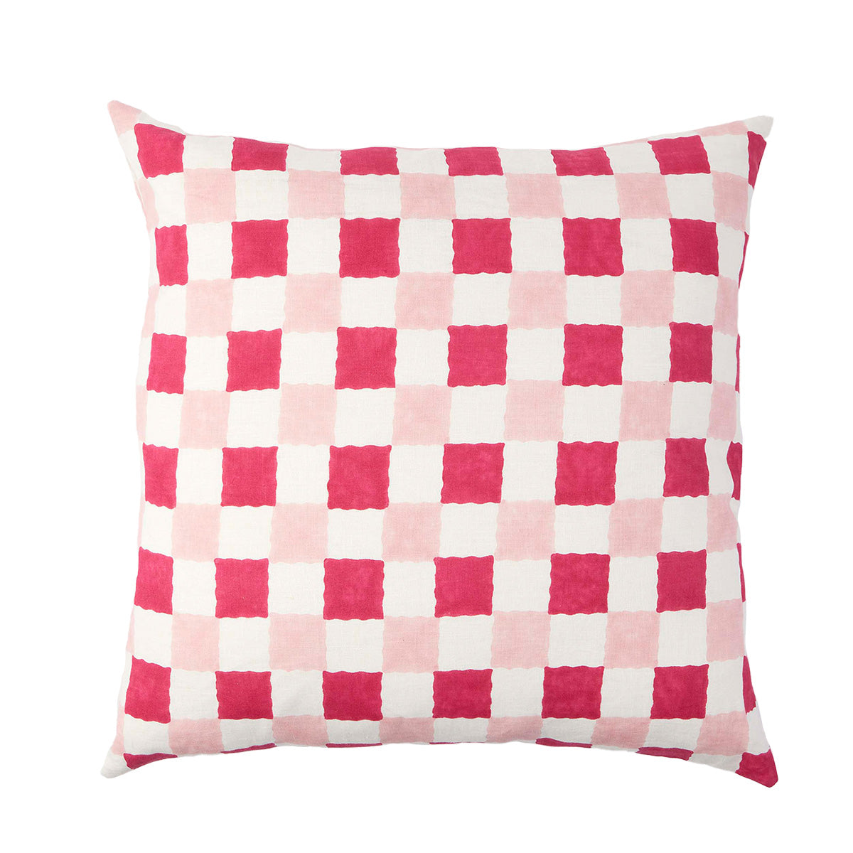 Soft Pink Checkered Cushion Cover 65x65 cm - Stylish Home Decor for Living Room, Bedroom, or Office