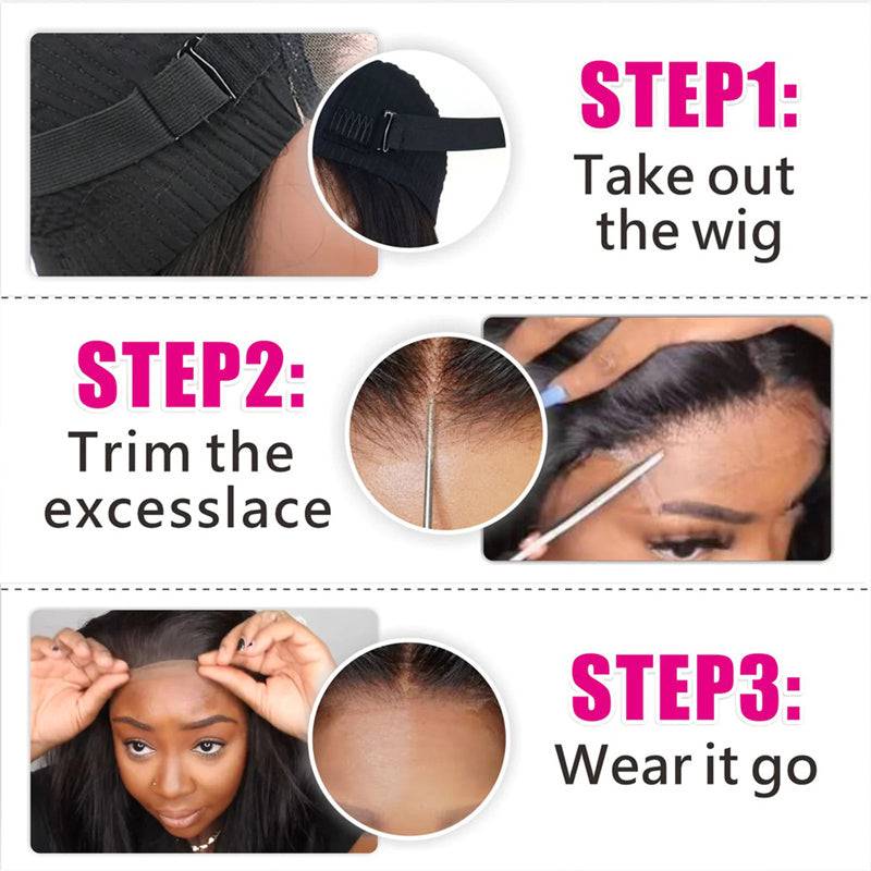 Eullair Kinky Curly Human Hair Wig - Glueless 6x4 & 5x5 Lace Front Wig with Pre-Cut Lace | Beginner Friendly | 30s Quick Install | Natural Black | Perfect for Daily Wear, Cosplay & Special Occasions