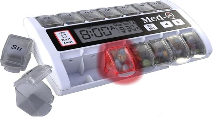 Smart Pill Organizer Box with Alarm & LED Reminder - Weekly Medication Dispenser for Seniors & Travel - Perfect for Daily Pills, Vitamins, and Supplements at Home or On-the-Go