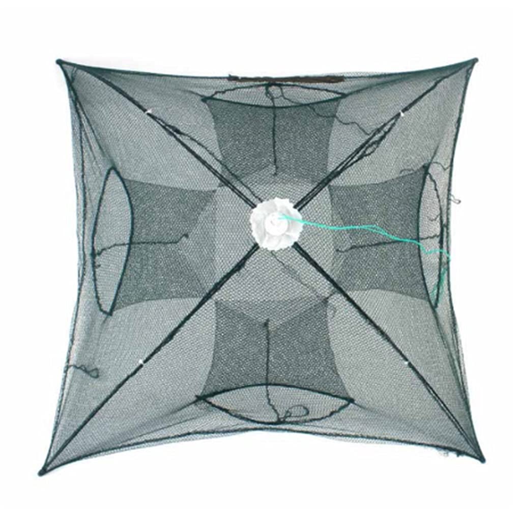 DXMRWJ 4-Hole Portable Folding Fishing Net - Casting Net for Fish, Shrimp, Crayfish - Lightweight Tank Trap & Cage Net for Outdoor Fishing, Aquarium, and Pond Use