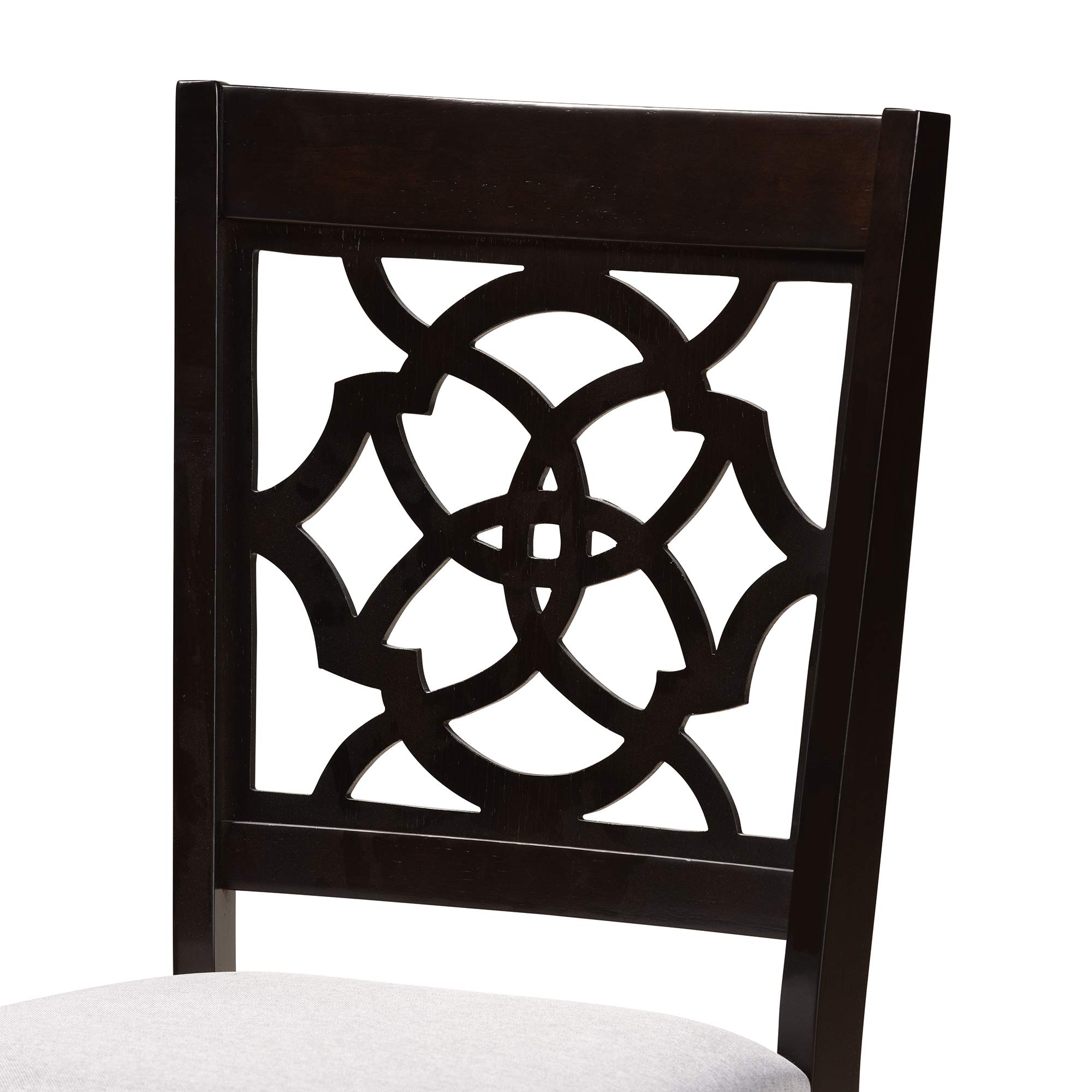 Baxton Studio Modern Dining Table Set with 4 Chairs - Grey & Dark Brown Wood Finish for Kitchen, Dining Room, or Small Space