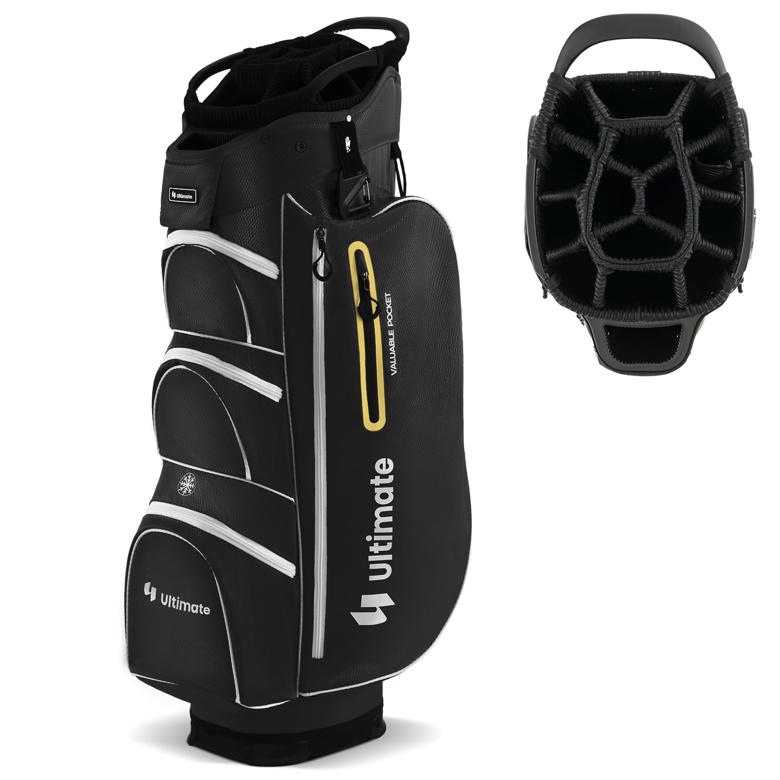 Goplus 15-Way Top Divider Golf Cart Bag with 7 Zippered Pockets, Cooler Compartment, Rain Hood & Umbrella Holder - Lightweight Golf Club Bag for Men & Women - Perfect for Golf Course, Driving Range & Tournament Play