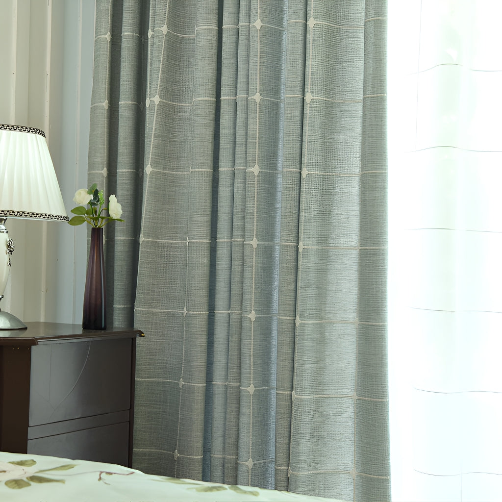 Ryann Geometric Stripe Grommet Sheer Custom Curtains for Living Room & Bedroom - Light Filtering Window Drapes with Modern Design