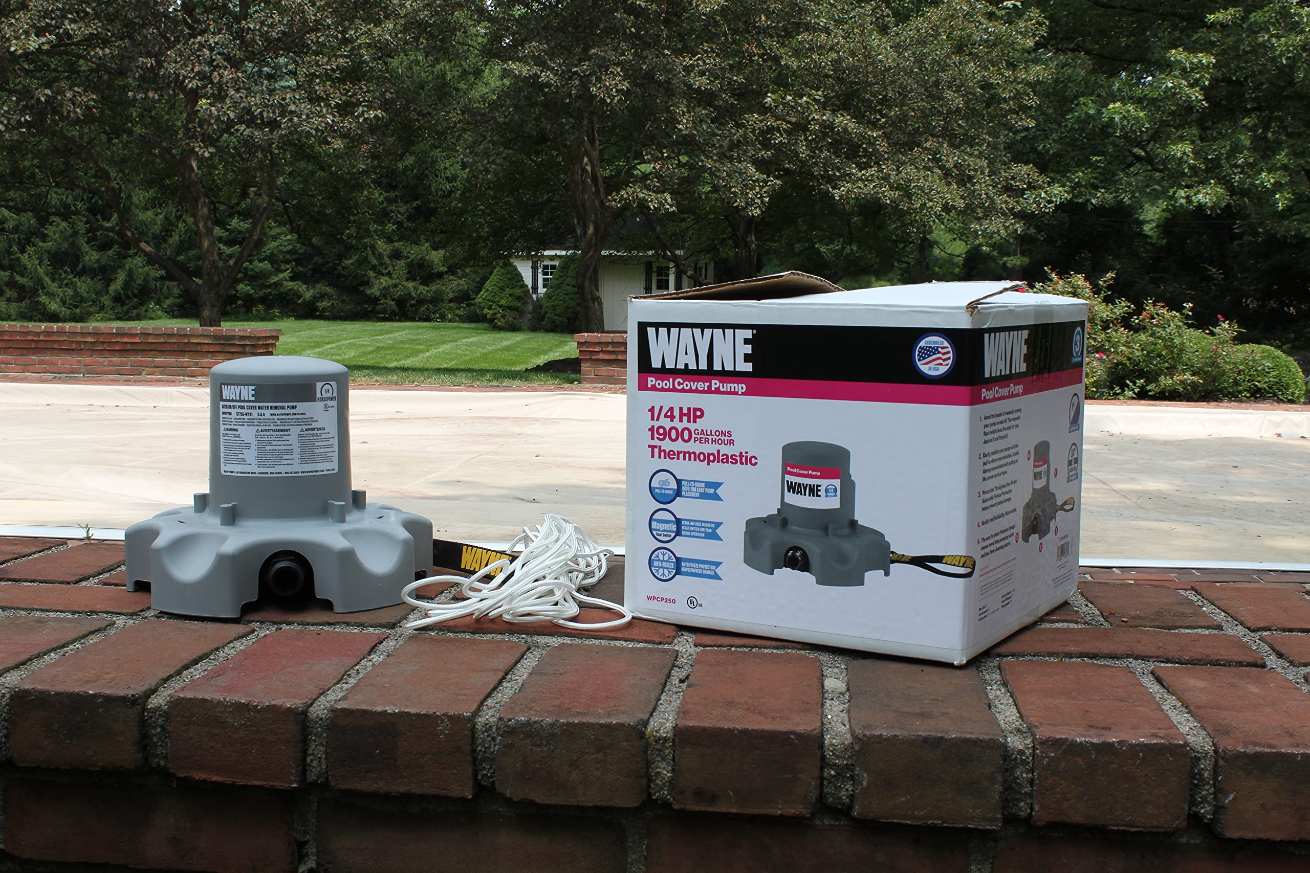 Wayne WPCP250 57735-WYN1 1/4 HP Automatic Pool Cover Pump with Magnetic Float Switch & 25ft Cord - Gray | Submersible Water Removal for Inground/Above Ground Pools, Spas & Flooded Areas
