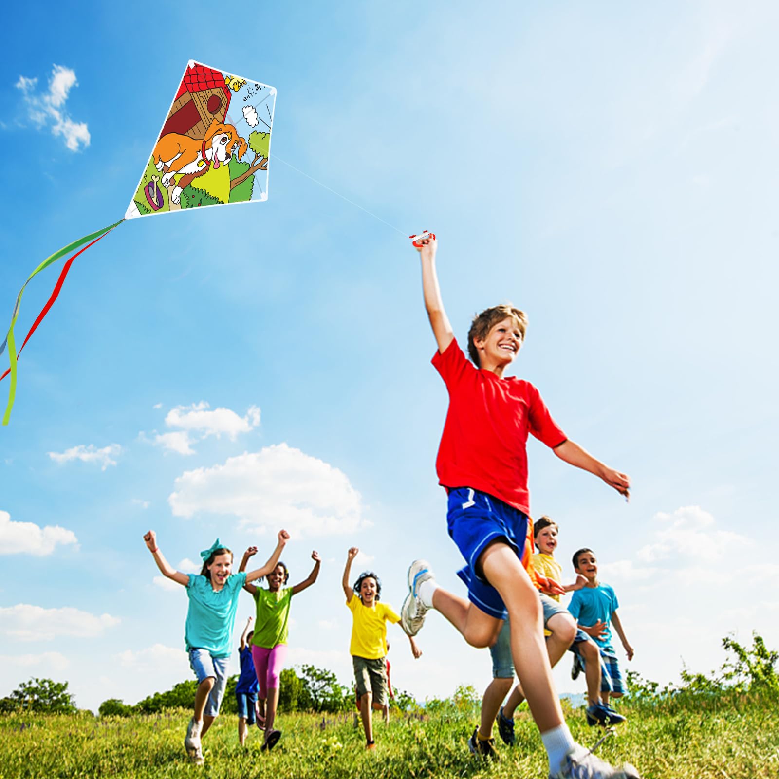 DIY Kite Making Kit - Blank Diamond Kite with Watercolor Pens & 164ft String for Kids Outdoor Activities, Summer Beach Flying, Park Picnics, and Family Fun