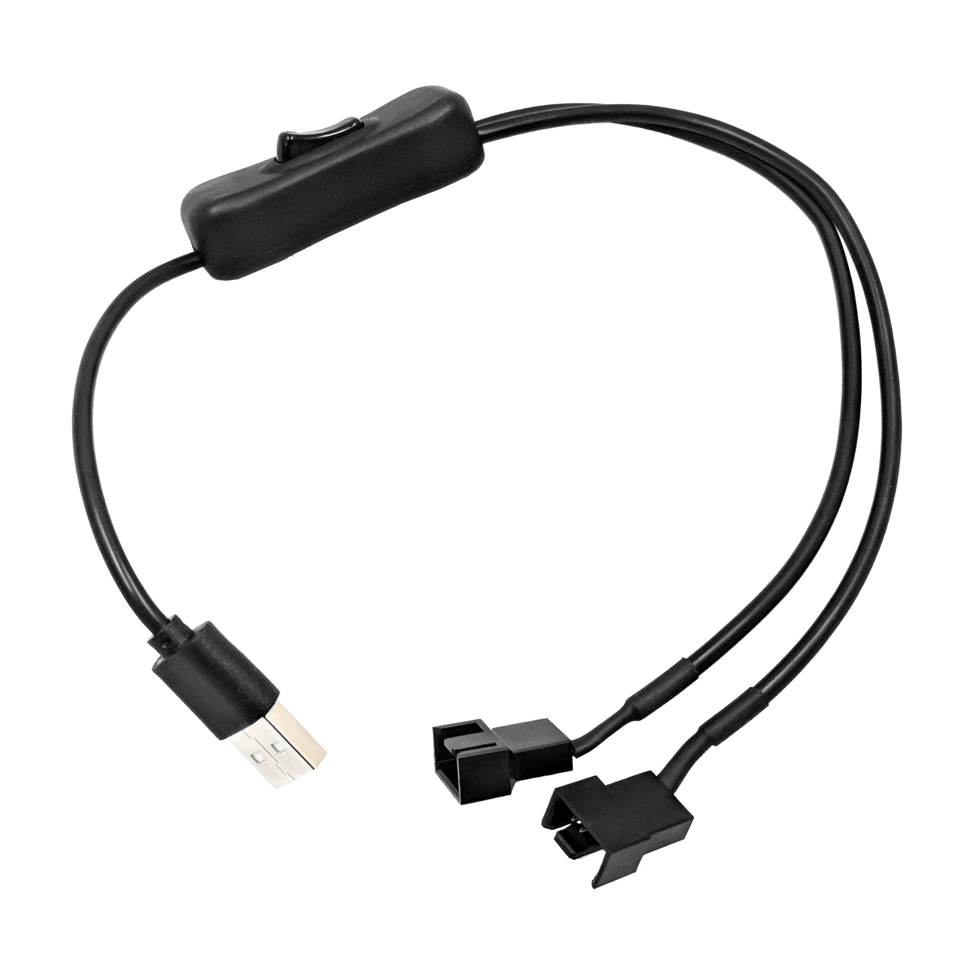 USB A Male to Dual 4pin PWM & 3pin Fan Connector Adapter with On/Off Switch - Perfect for PC Cooling, Case Fans and Computer Builds