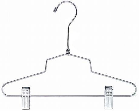 Kids Metal Combination Hanger with Clips - 12 Pack (No Loop) for Clothes, Pants & Skirts - Perfect for Nursery, Closet & Travel Organization