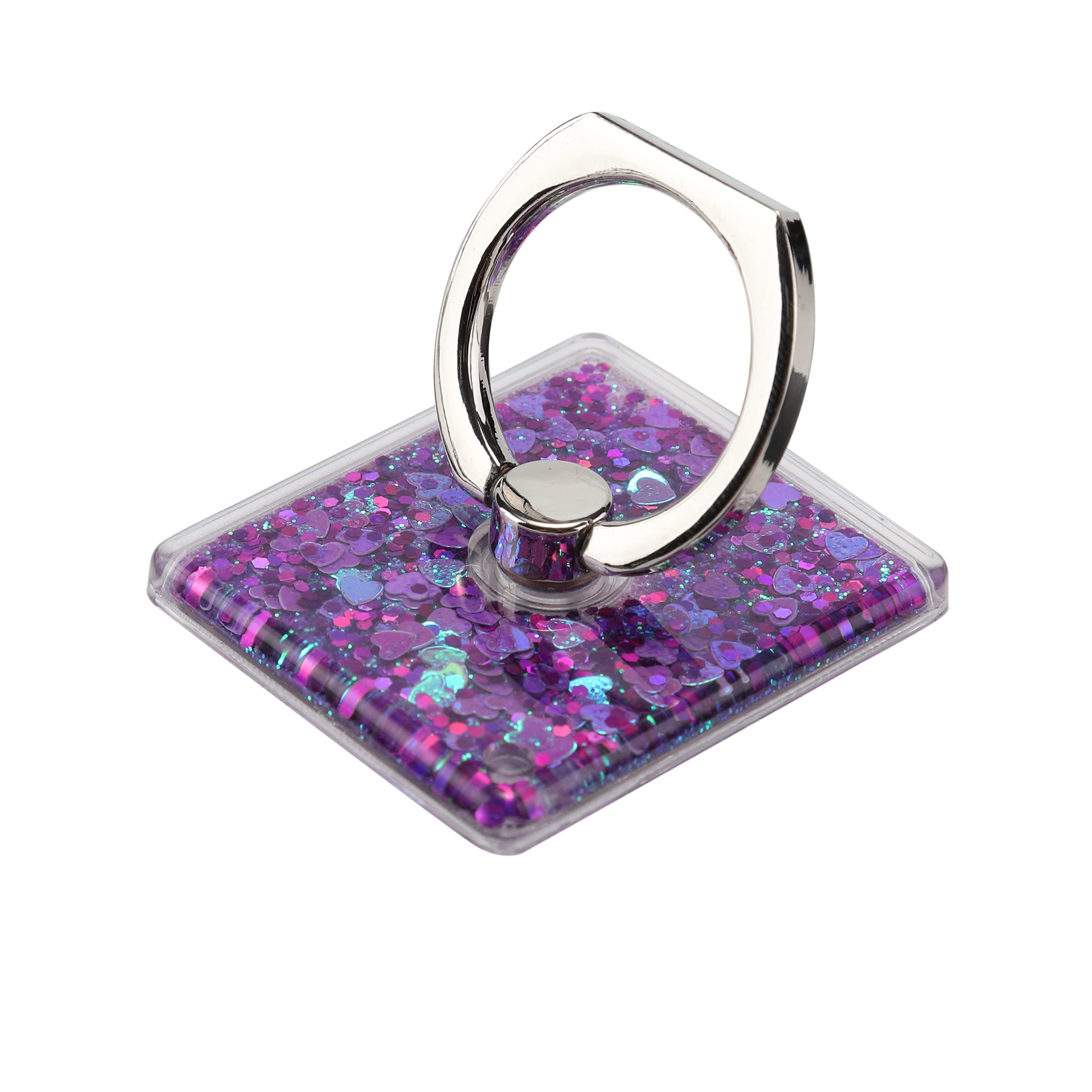 360° Rotating Phone Ring Holder - Secure Grip & Stand for iPhone & Android - Glitter Purple for Daily Use