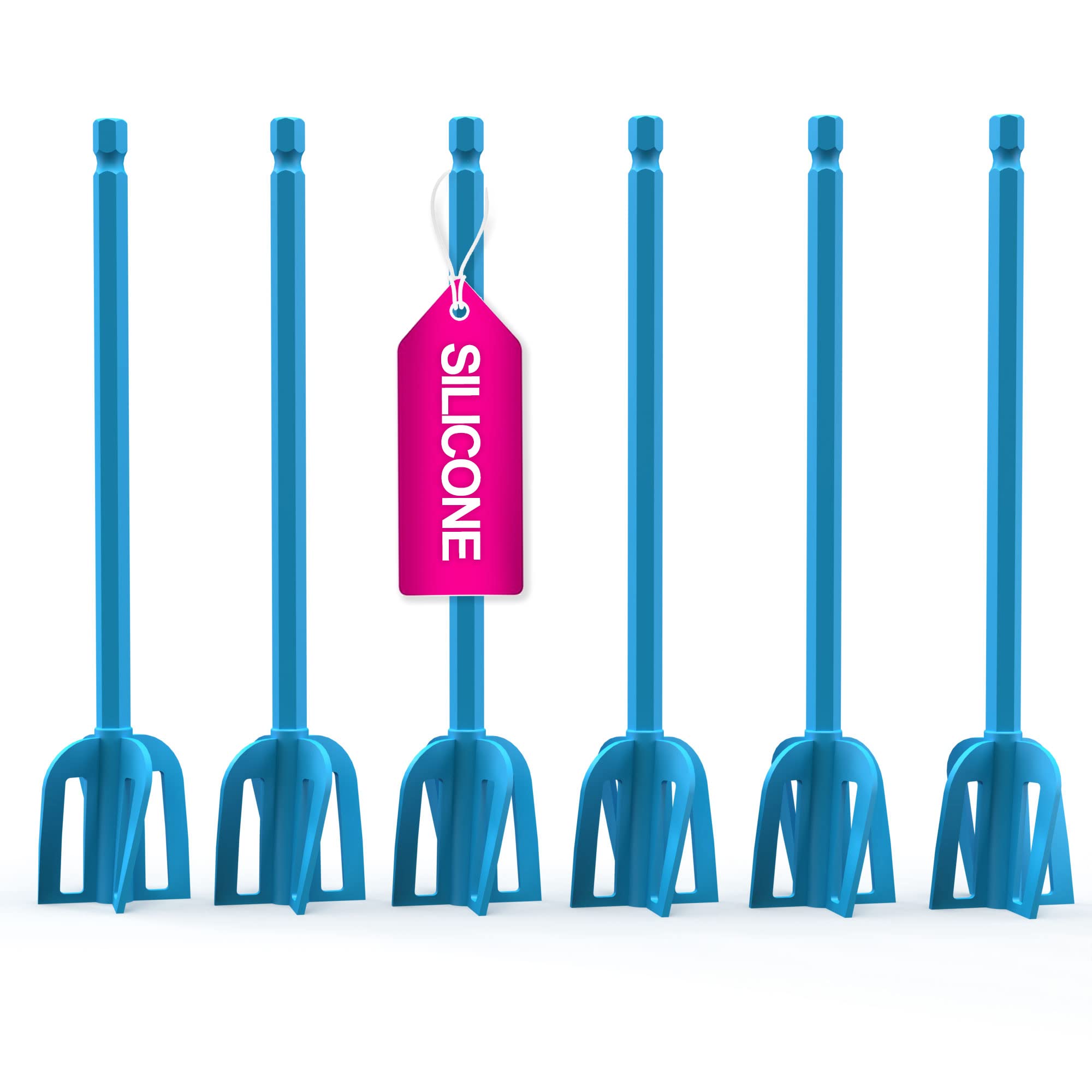 Epoxy Resin Mixer Silicone Paddles - 6 Pack Reusable Bidirectional Paint Stirrers for Drill, Perfect for Epoxy, Paint, and Resin Mixing - Ideal for DIY Crafts, Home Renovation, and Art Projects